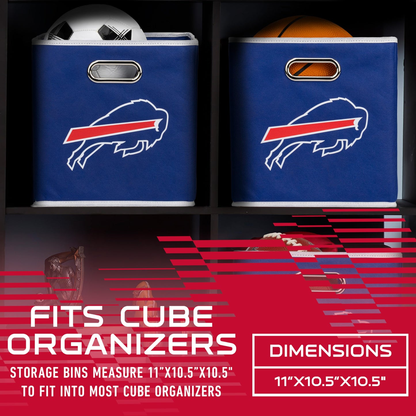 Franklin Sports NFL Buffalo Bills Collapsible Storage Bin - NFL Folding Cube Storage Container - Fits Bin Organizers - Fabric NFL Team Storage Cubes