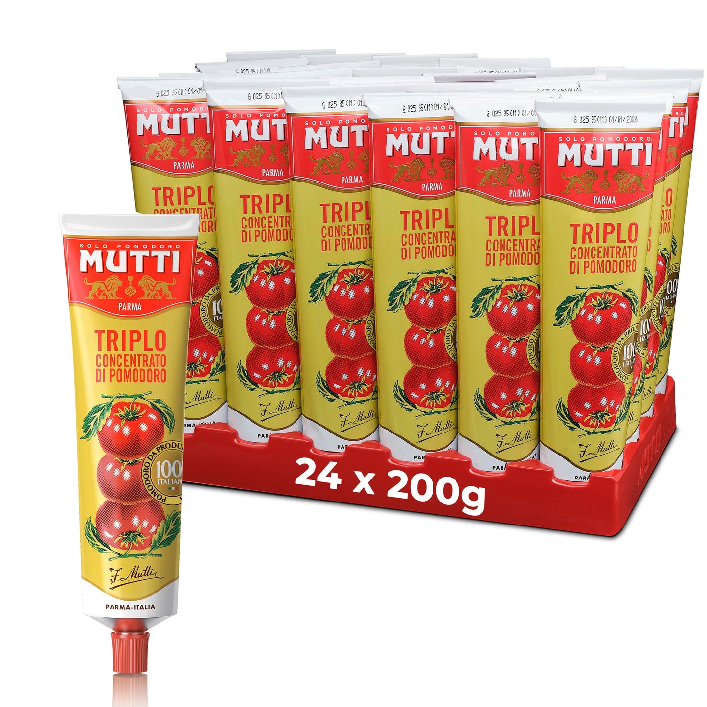 Mutti ? Triple Concentrate Tomato Puree, Tomato Concentrate, 200g, (Pack of 24)