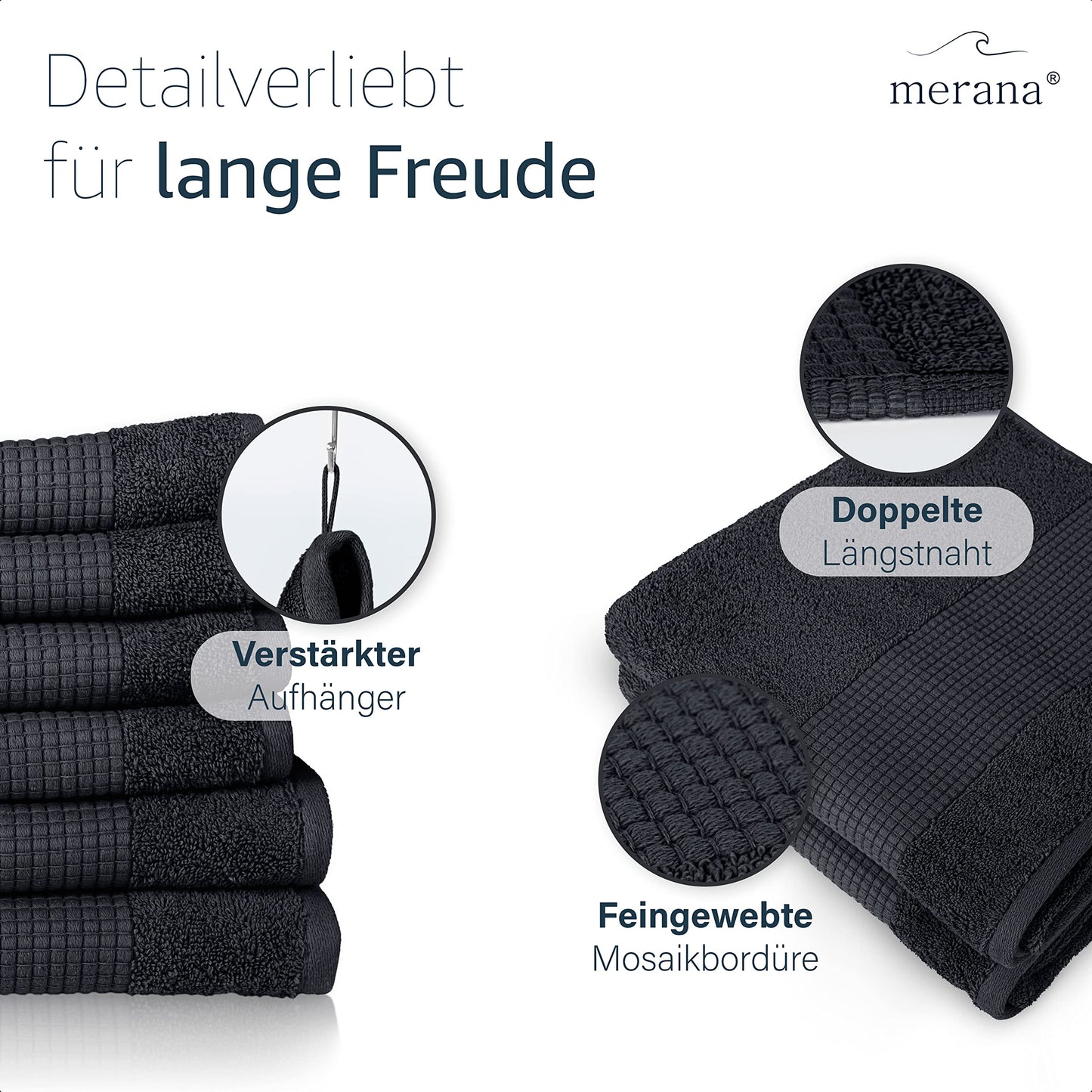 Merana Hand Towel Set | Absorbent, Soft and Lint | Terry Towel Guest Towel Quality Made of Heavy Organic Cotton 590 GSM