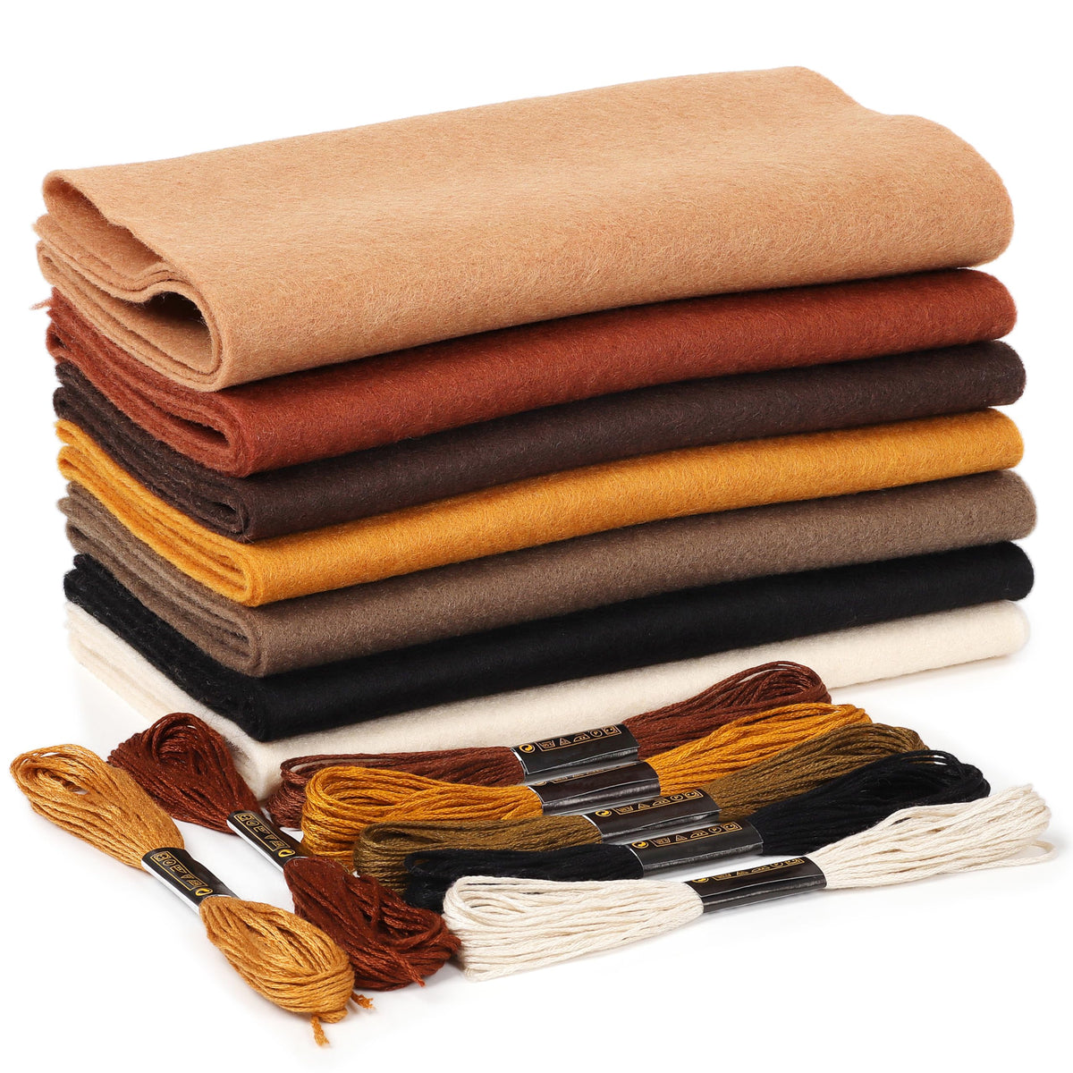 ZAIONE Brown Soft Felt Fabric Sheets 7 Rolls 21 x 90cm Felt Fabric Roll for DIY Autumn Halloween Crafts