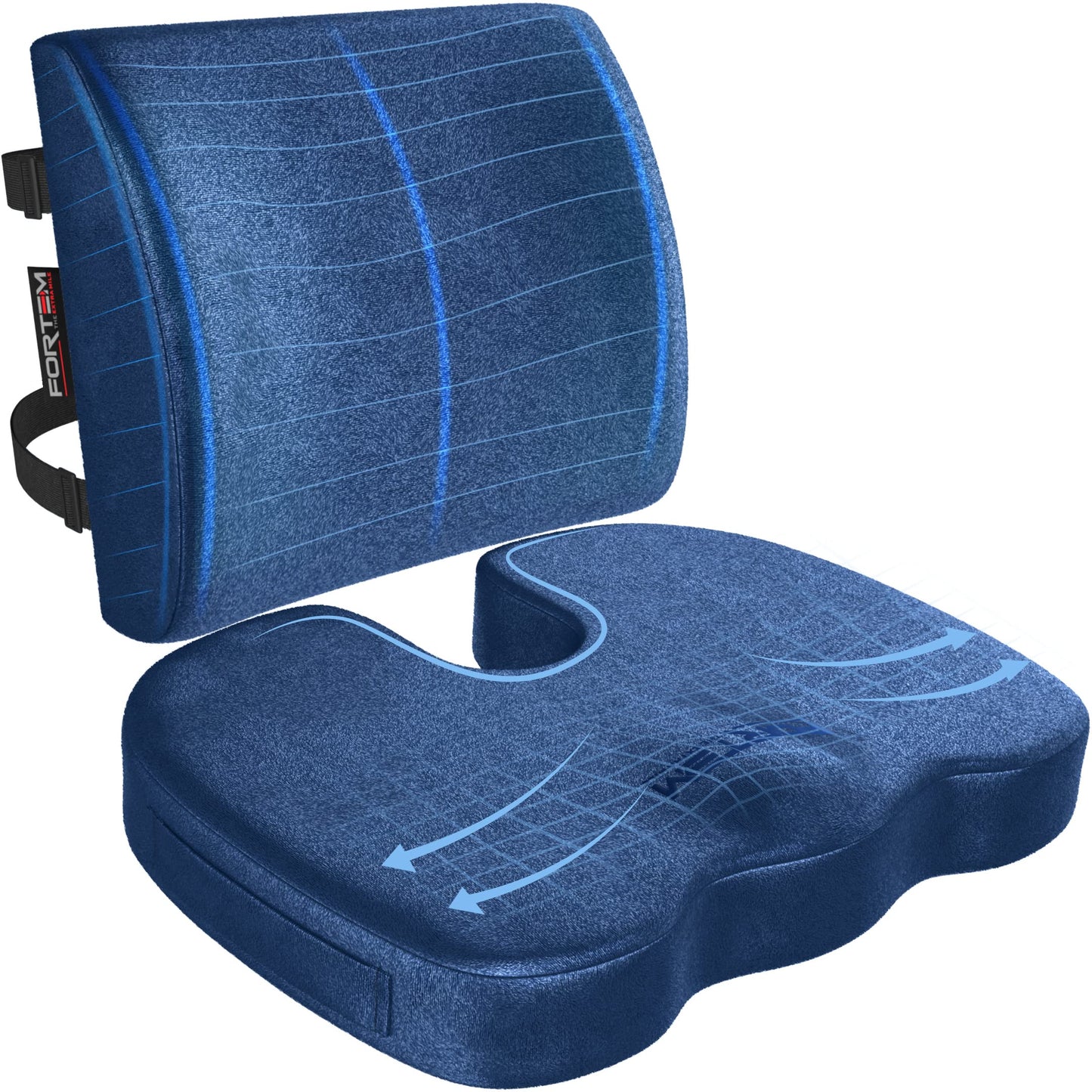 FORTEM Seat Cushion & Lumbar Support for Office Chair, Car Seat Combo