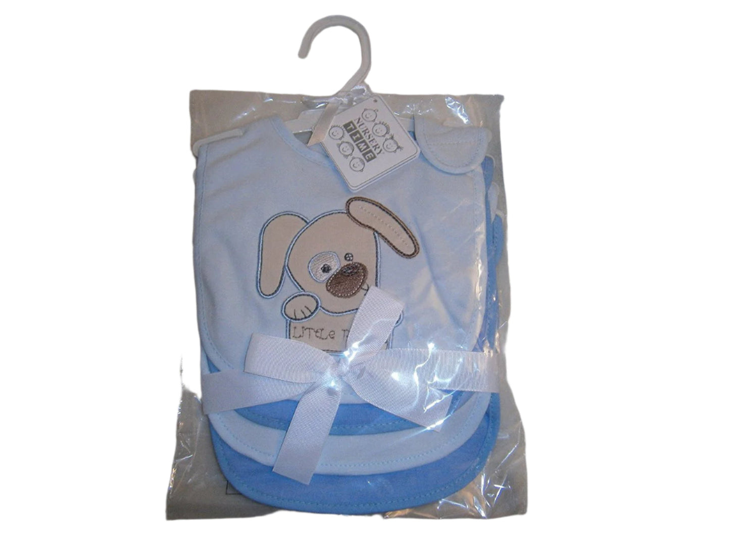 nursery time bib set one pattern 3plain 4piece set blue
