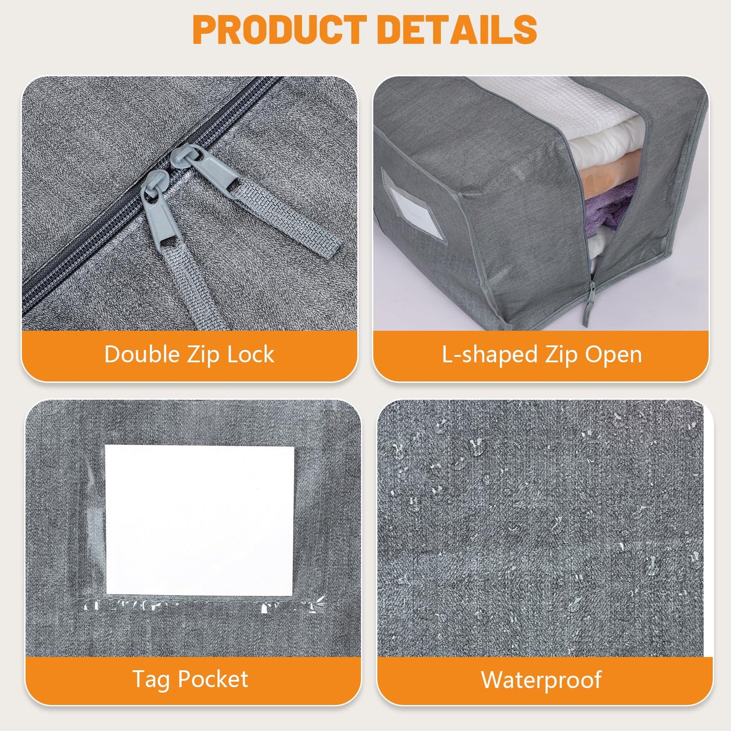 Dntorx 6 Pack 120L Moving Bags and Storage Bag Dorm Moving Essential, Gray