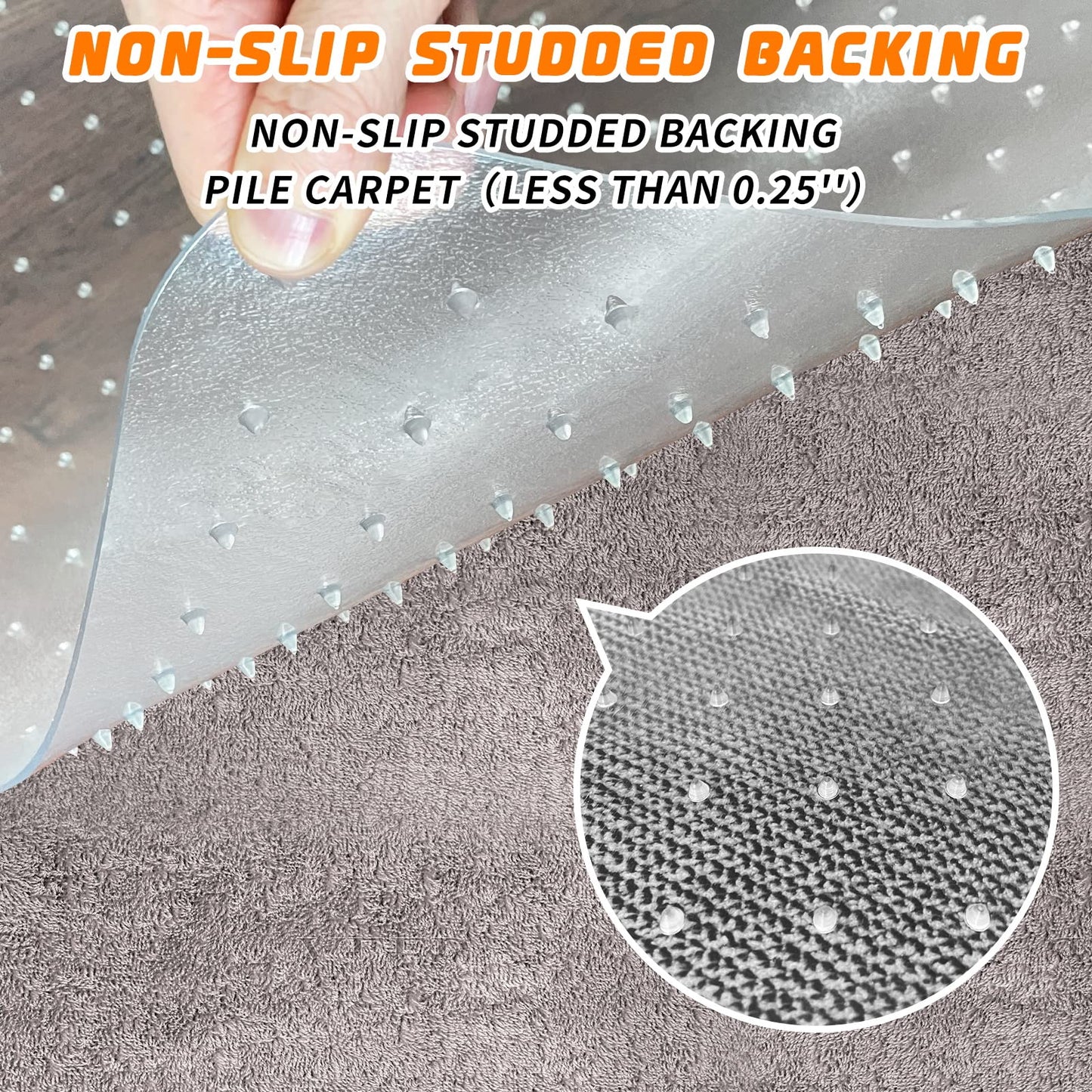 SHAREWIN Office Chair Mat for Carpet Floors, 120x90 cm Clear Desk Chair Mats for Low/Medium Pile Carpeted Protector, Sturdy PVC Computer Chair Mats