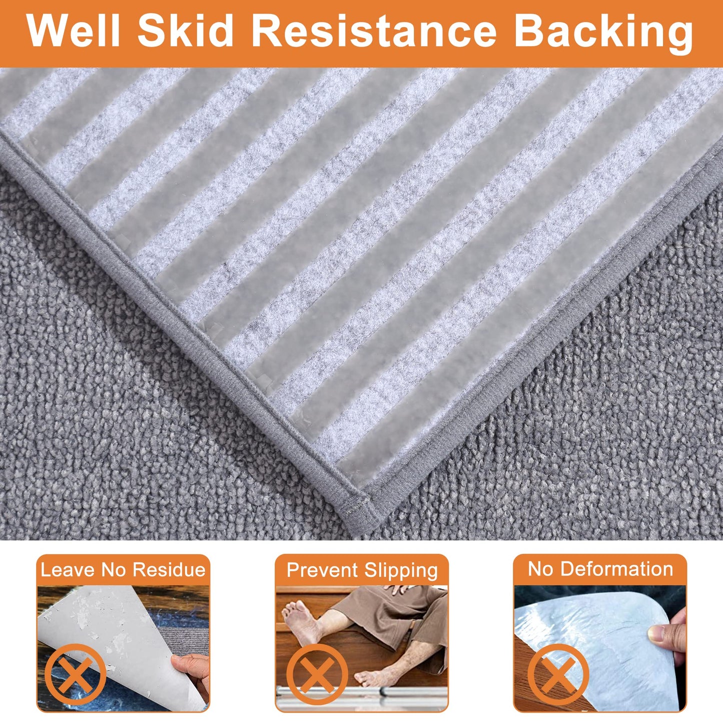 BEQHAUSE Stair Treads - Non-Slip, Machine Washable Carpet Stair Runner 22x70cm, Soft Indoor, 15pcs, Grey