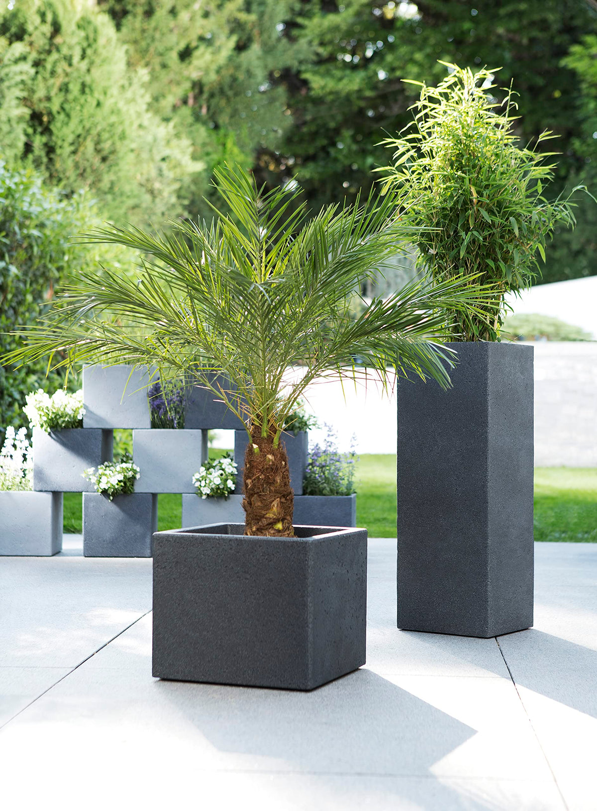 Scheurich C-Cube Planter Stony Black ? 40 cm, height 33 cm