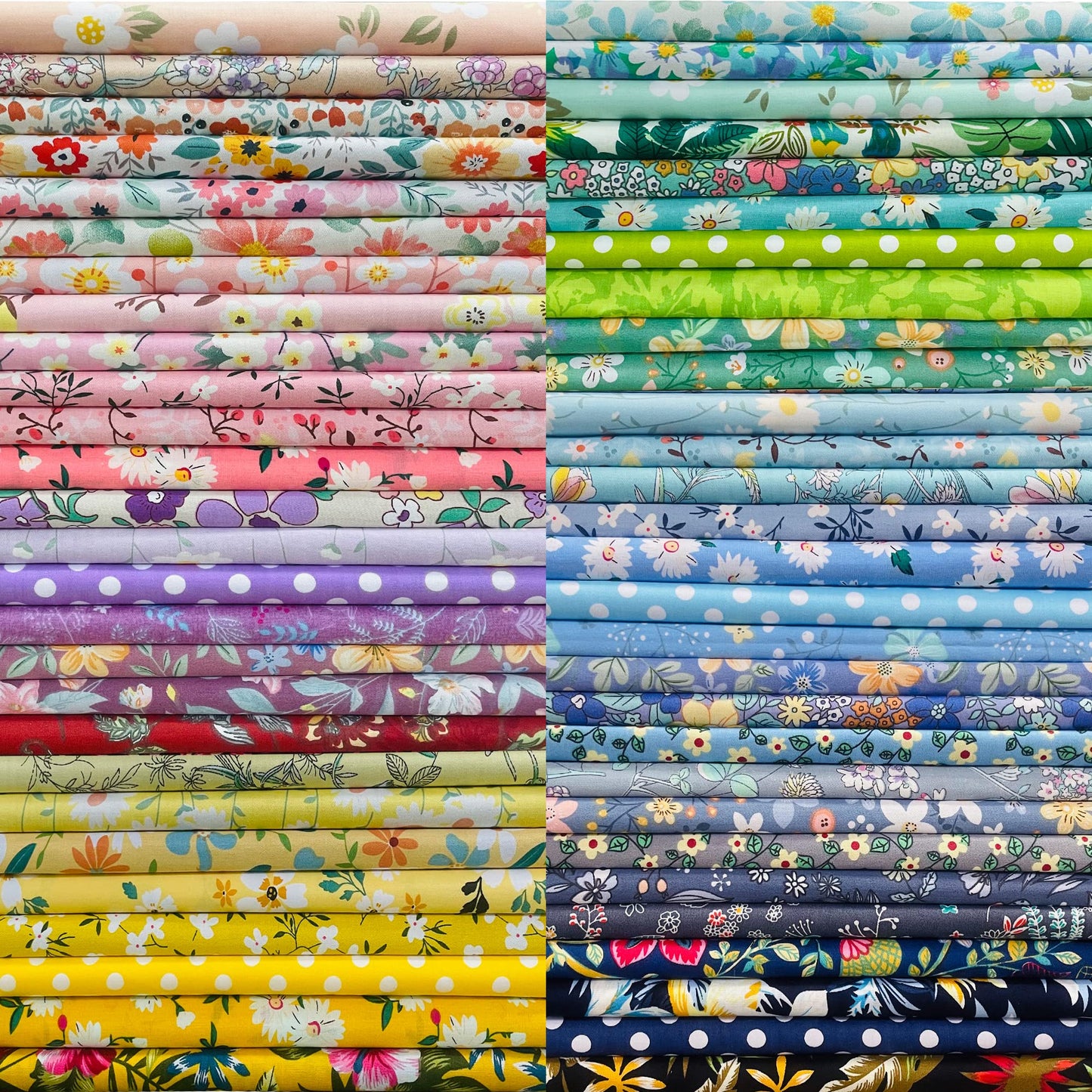 NewAmishQuilt 8" x 8" 50 PCS 100% Cotton Sateen Fabric Bundles for Quilting Sewing DIY & Quilt Beginners, Multicolor Floral Pattern