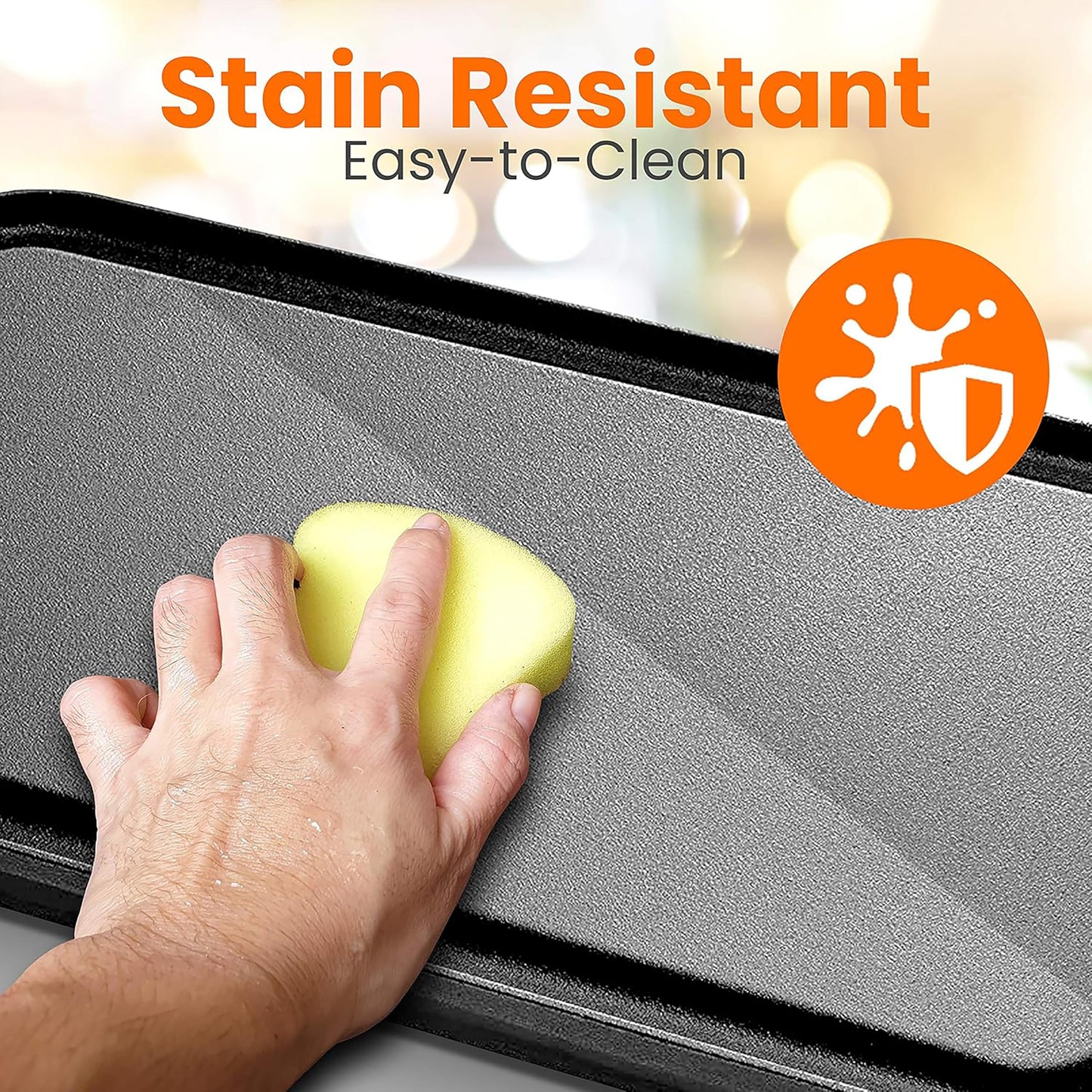 Nutrichef Reversible Cast Iron Griddle Pan  50.7cm x 25.7cm, Non-Stick Flat & Ridged Grill Plate for Hob, Oven & BBQ, Induction & Gas Safe,
