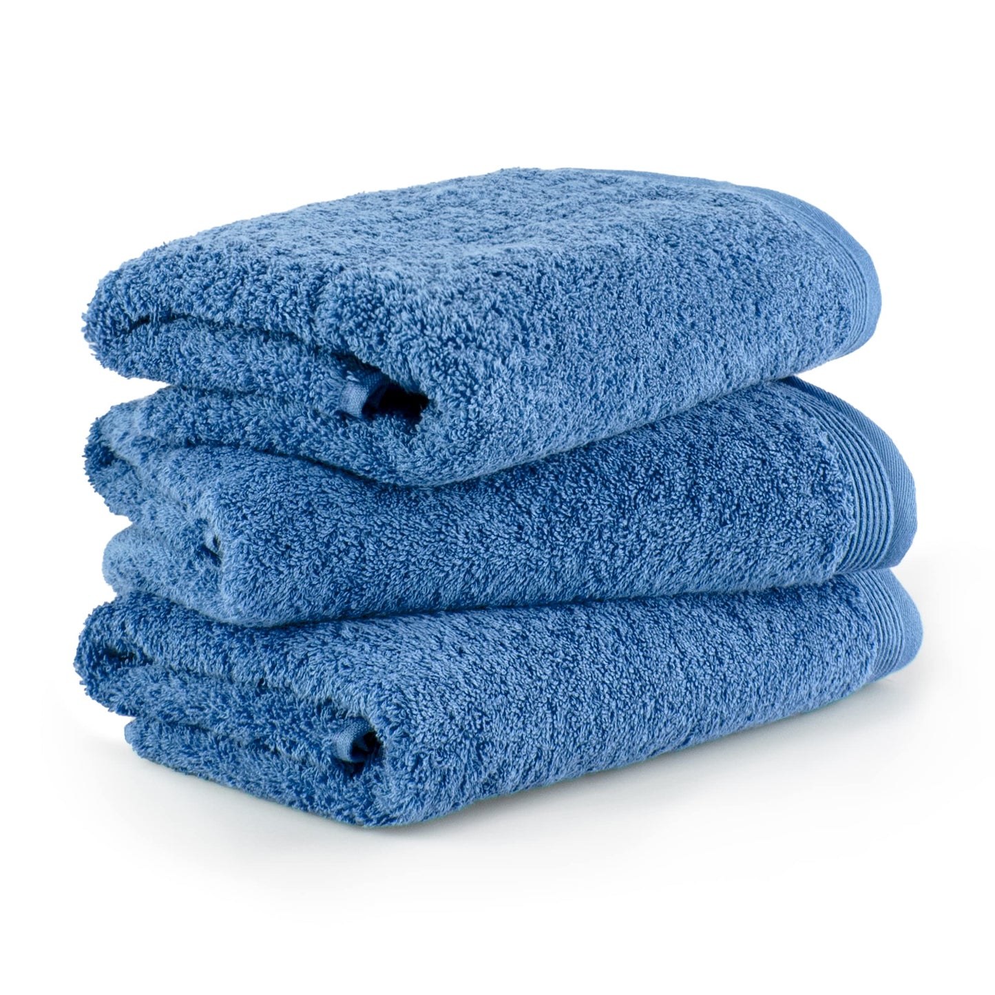 m?ve Superwuschel hand towel set, 3 hand towels 50 x 100 cm, Made in Germany, 100% cotton, cornflower