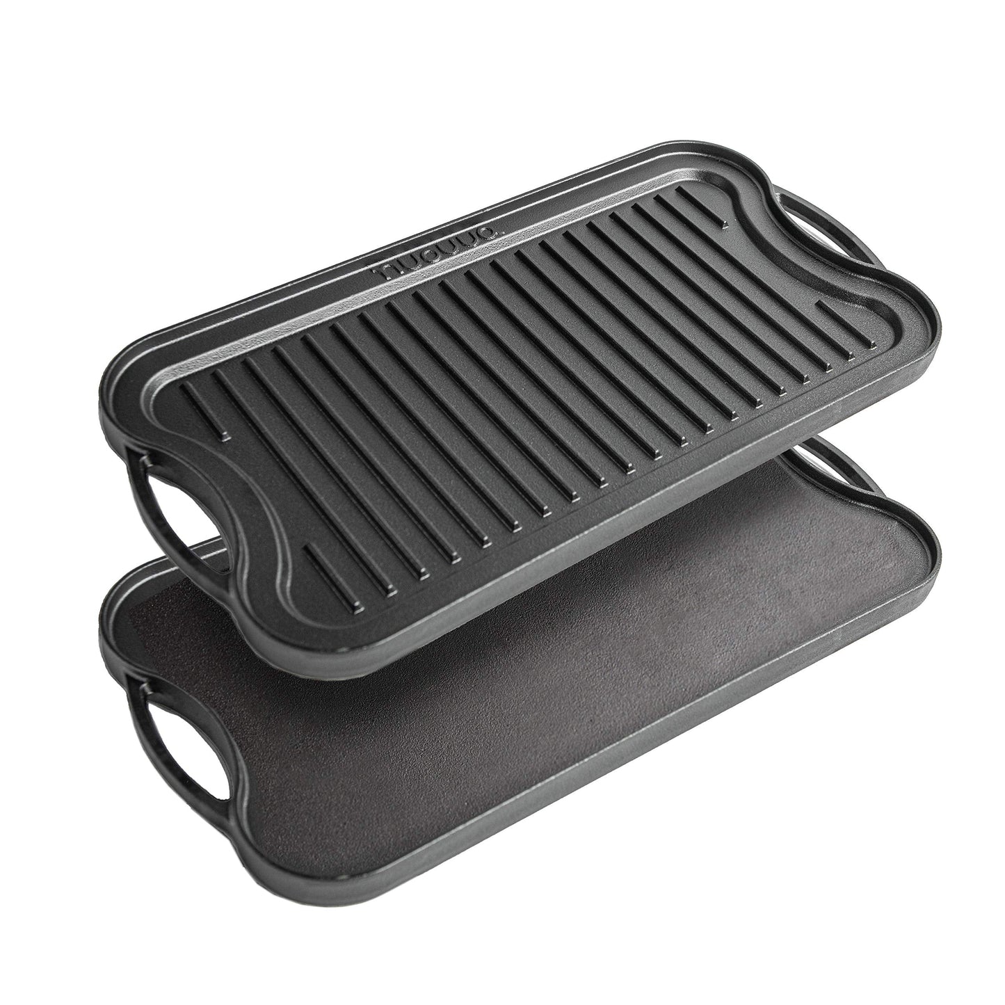 nuovva Cast Iron Griddle Plate for Gas Hob and BBQ Griddle pan Double Sided Pre-Seasoned, Grill Plate Tray, for Healthy and Delicious Cooking, Flat
