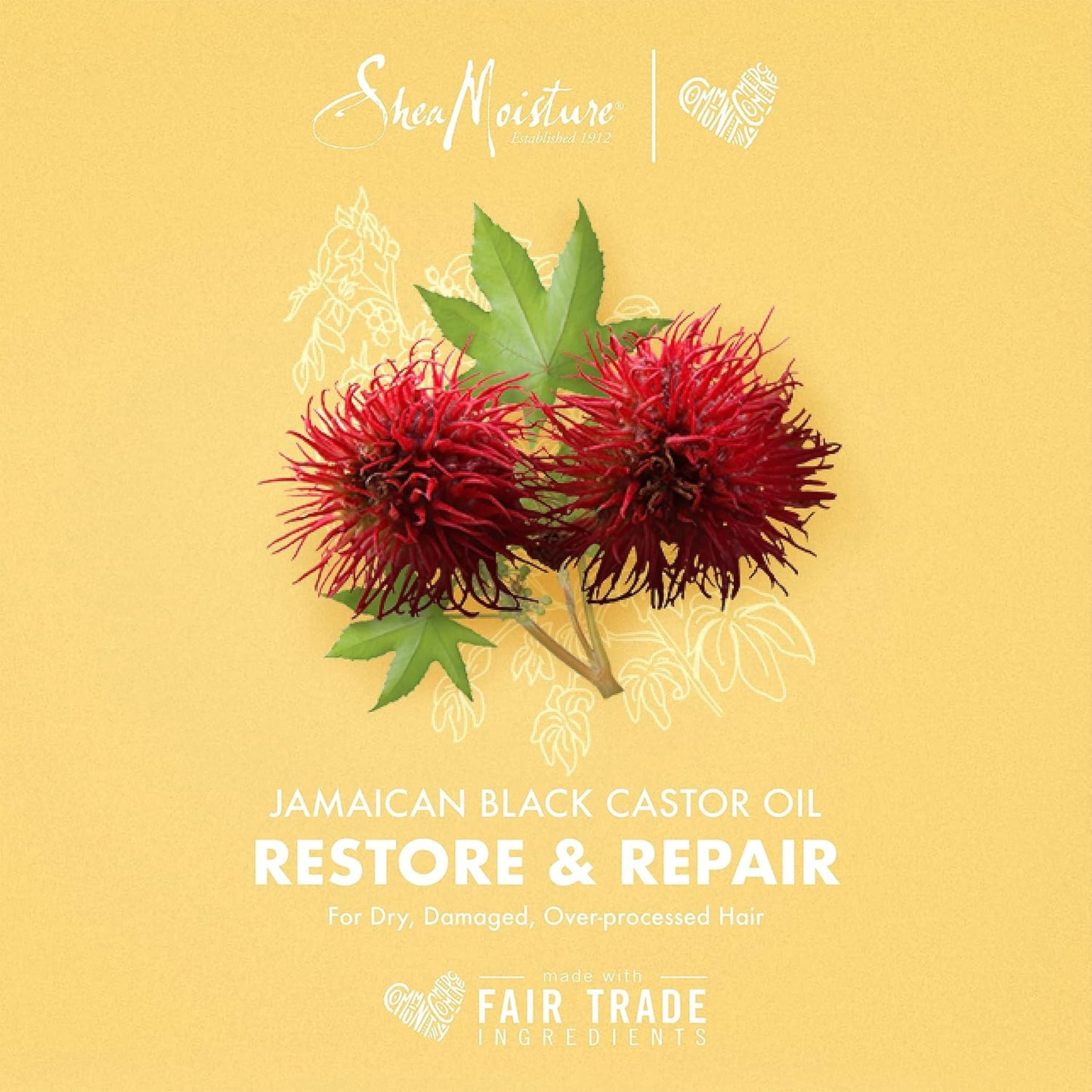 Shea Moisture Jamaican Black Castor Oil Strengthen & Restore Treatment Masque 12 oz / 355 ml - For Damaged, Brittle & Chemically Processed Hair