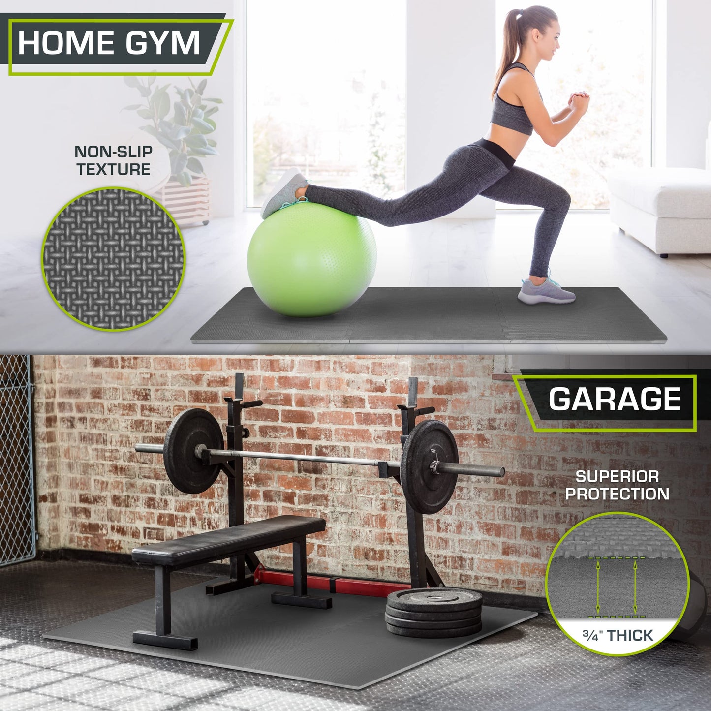 ProsourceFit Extra Thick Puzzle Exercise Mat, EVA Foam Interlocking Tiles for Protective, Cushioned Workout Flooring for Home and Gym Equipment, Grey