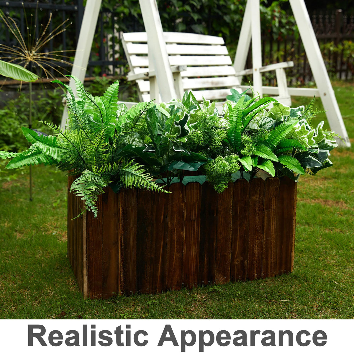 PARTY JOY 14 Pcs Artificial Plants Outdoor, Fake Plants, Decorative Artificial Plants, Shrubs UV Resistant Plants, Artificial Bushes For Outside, Fake