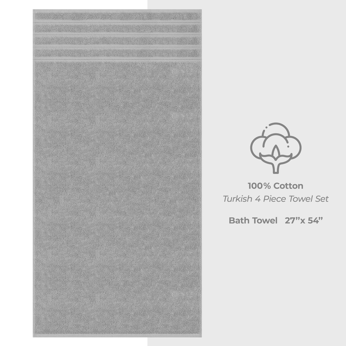 American Soft Linen Luxury 4 Piece Bath Towel Set, 600 GSM 100% Cotton Turkish Bath Towels for Bathroom, 27x54 in Large Bathroom Shower Towels