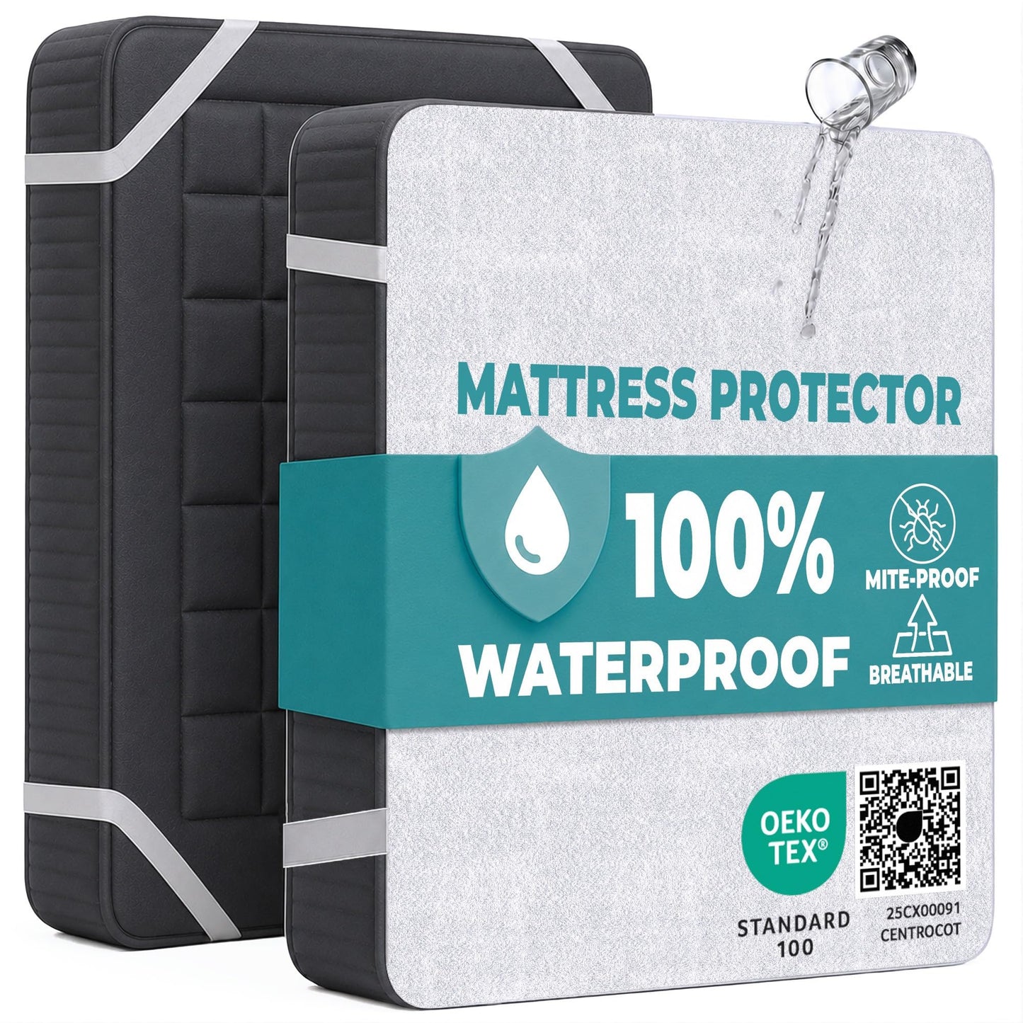 King Size Mattress Protector Waterproof for Bed 160x190 cm Premium Cotton Terry Bed Cover with Elastic Straps Sheet Soft and Breathable Mattress