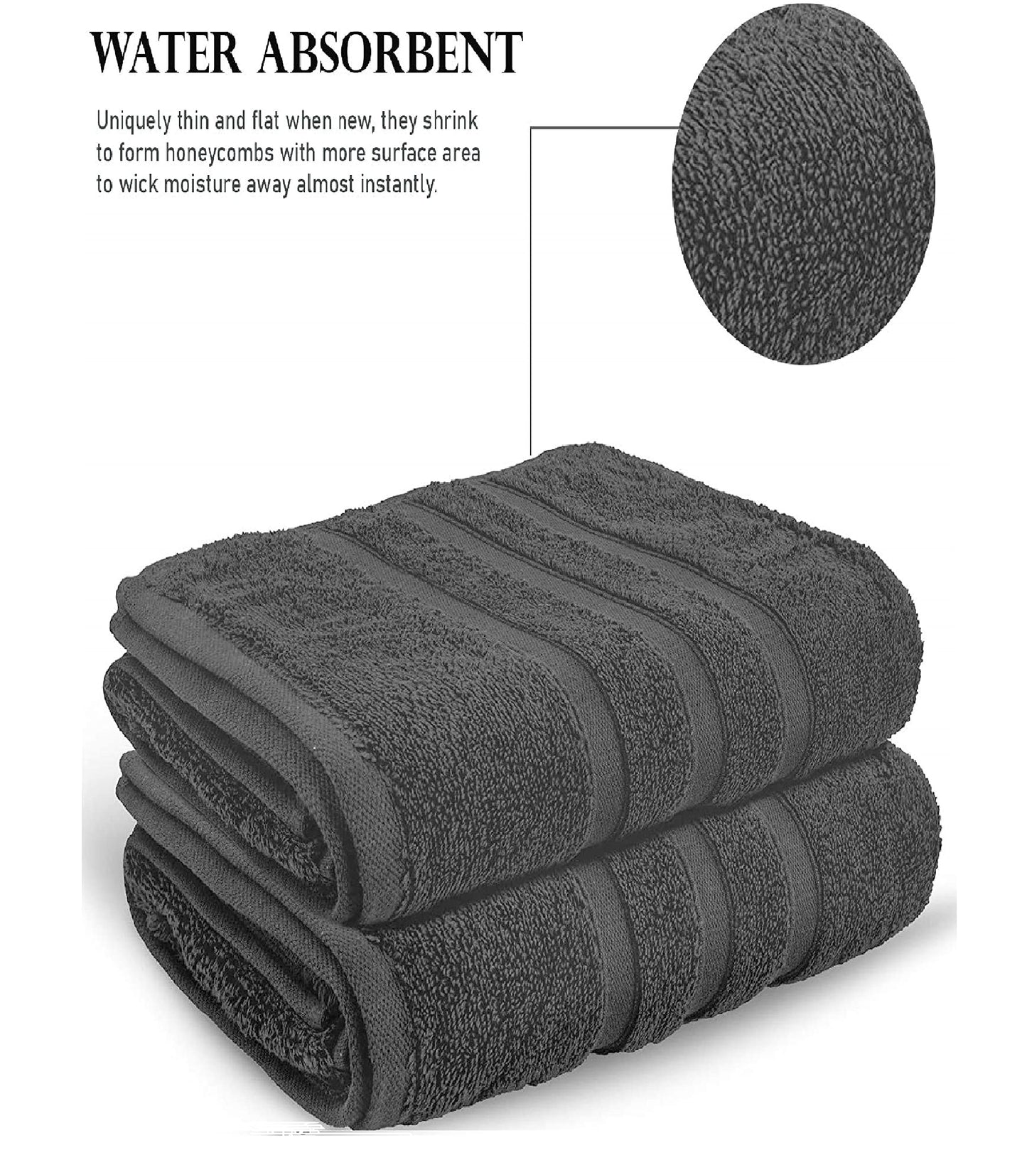 Uk Furniture 2 Pack Extra Large|95x200cm| Super Jumbo Bath Sheet Towels100% Egyptian Cotton 700GSM Super Soft Towel Set. (Charcoal)