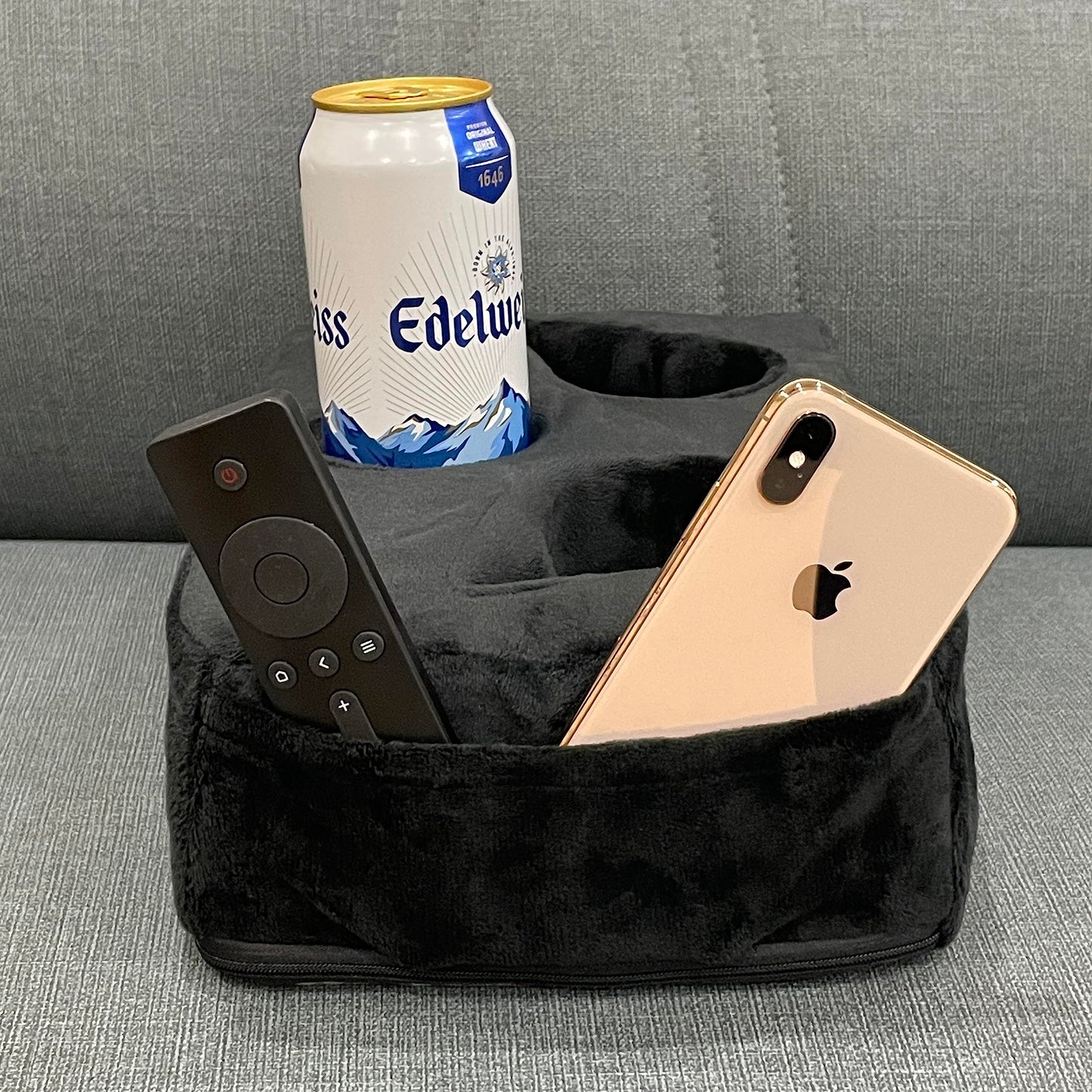 Sofa Cup Holder Caddy Pillow for Drinks, Remote & Phone Organiser