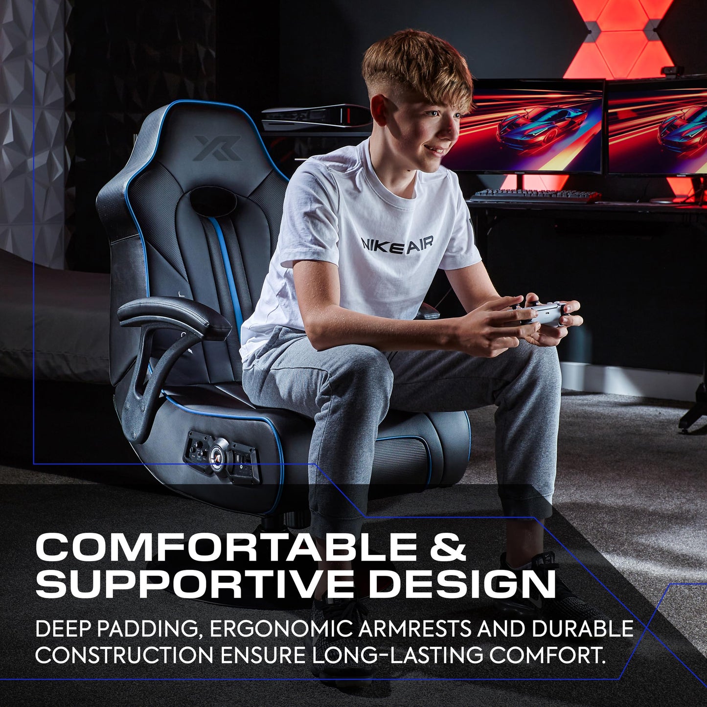 X-Rocker Torque Console Gaming Chair, 2.1 Stereo Audio Gaming Seat - Bluetooth Connectivity, Reactive Vibration, Foldable Base