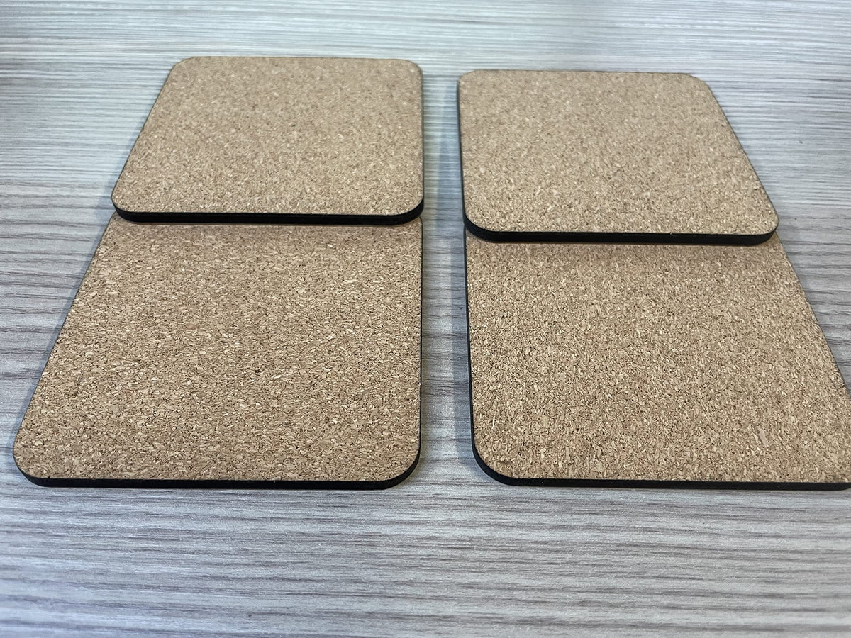 MDF Blank Sublimation Coasters Cork Backed - 9cm x 9cm White Blanks Square (50)