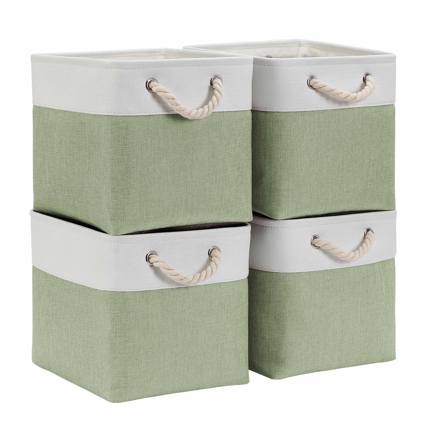 Mangata 33x38x33cm Cube Storage Boxes 3Pcs Green White Foldable Baskets