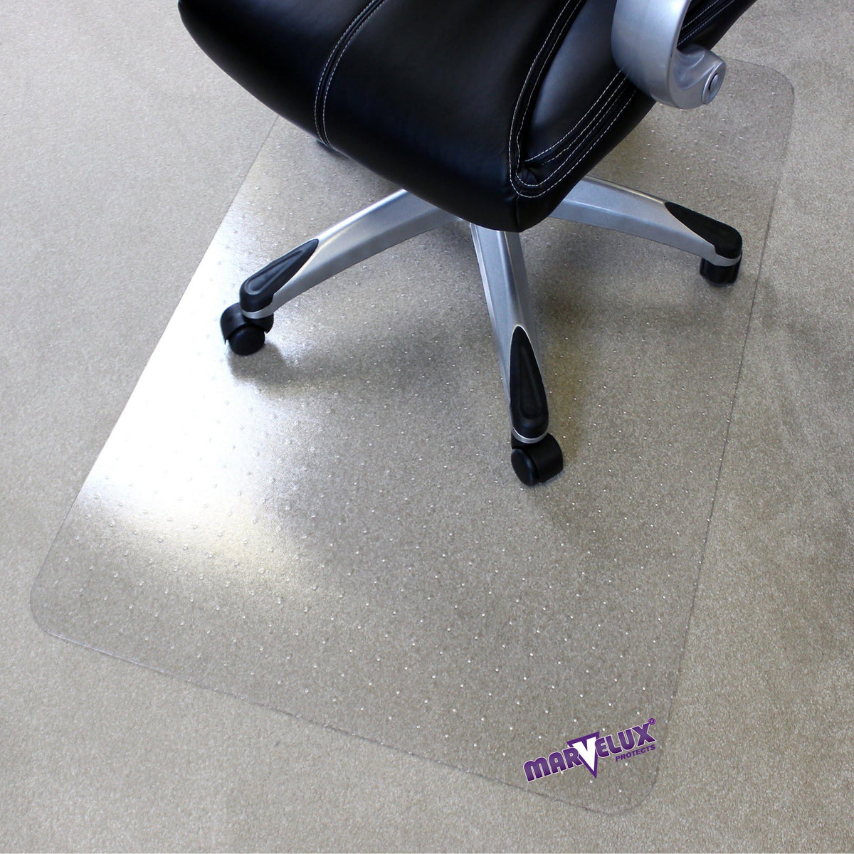 Marvelux 90 x 120cm (36" x 47") Heavy Duty Premium Polycarbonate Rectangular Office Chair Mat for Low, Standard and Medium Pile Carpets, Transparent