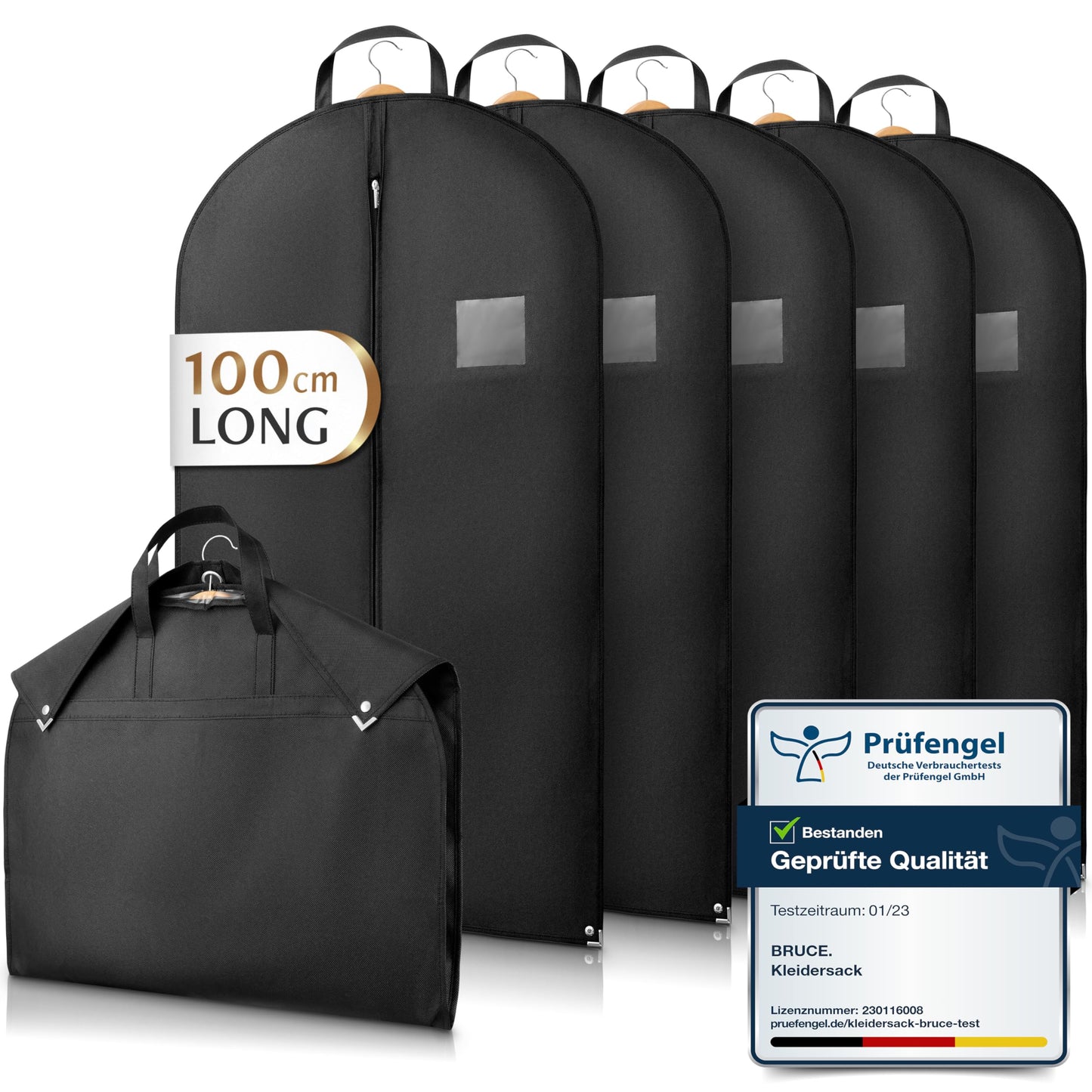 Bruce.® 5x Garment Bags 100x60 cm – Black