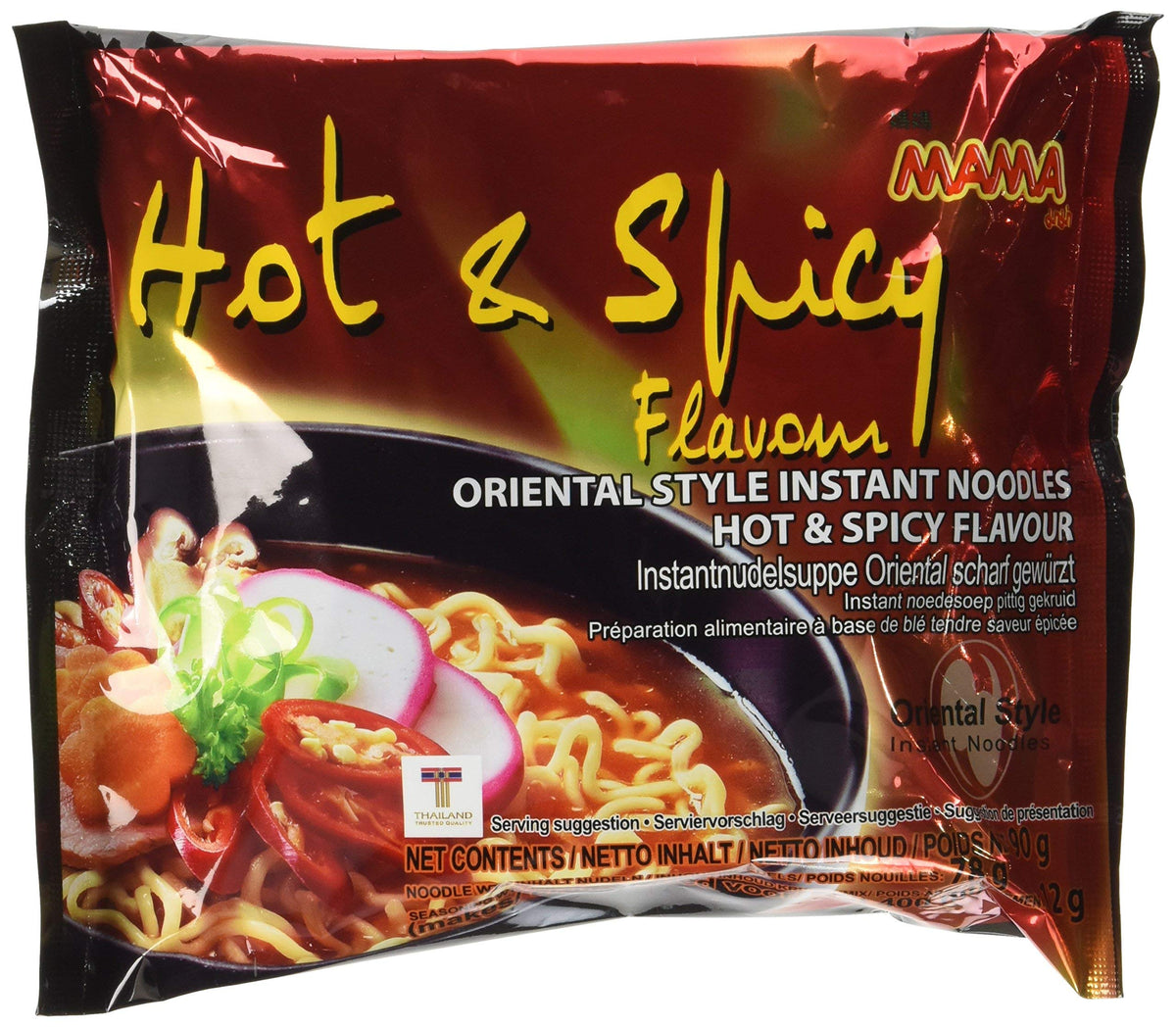 Mama Hot and Spicy Korean Flavour Udon Noodle 90 g - Lot of 30