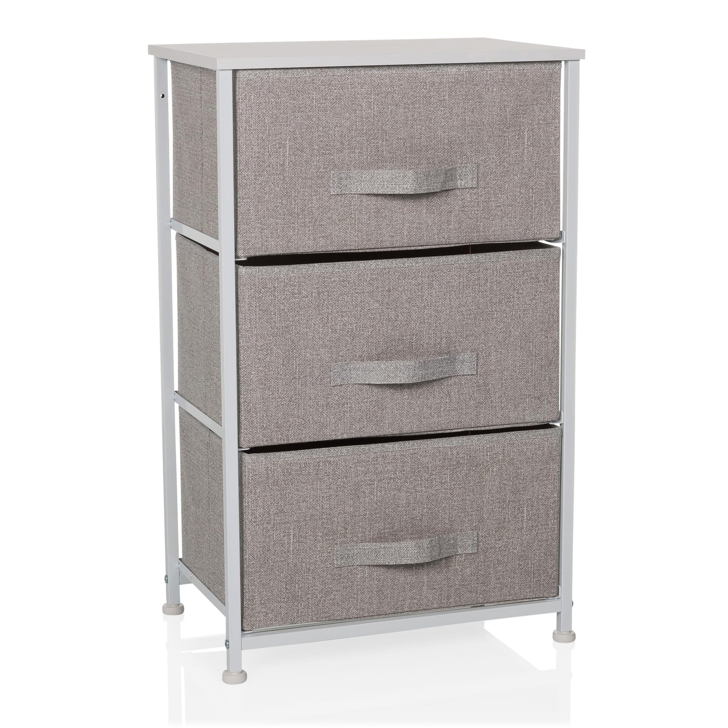hjh LIVING Chest of drawers with 3 fabric drawers FOLDRESS M 73x45x30 cm Drawer chest organizer, height-adjustable foot glides, metal frame, grey