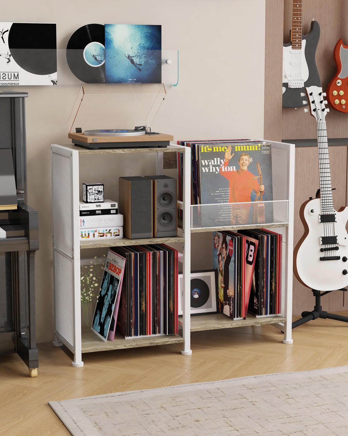 Ornestia 3 Tier Record Player Stand,Turntable Stand for Living Room,White