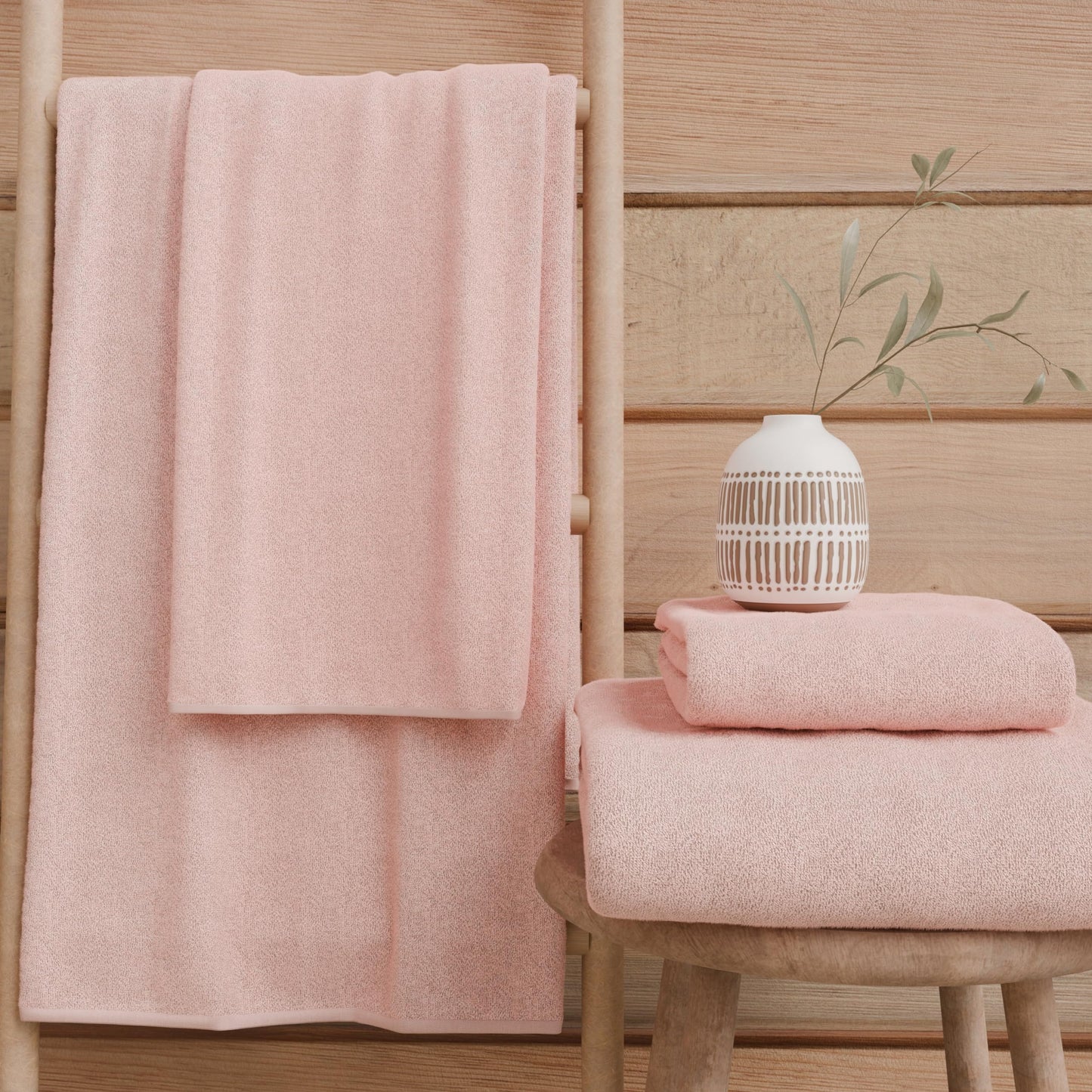 PETTI Artigiani Italiani - 100% Cotton Terry Bath Towels, 1+1 Towel Set, 2 Pieces 1 Face Towel and 1 Hand Towel, Pink Towels