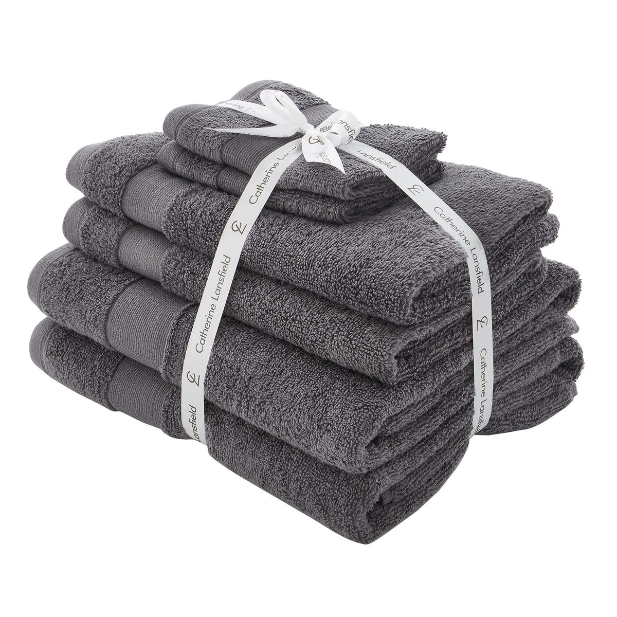 Catherine Lansfield, Charcoal, 6 Piece Towel Bale