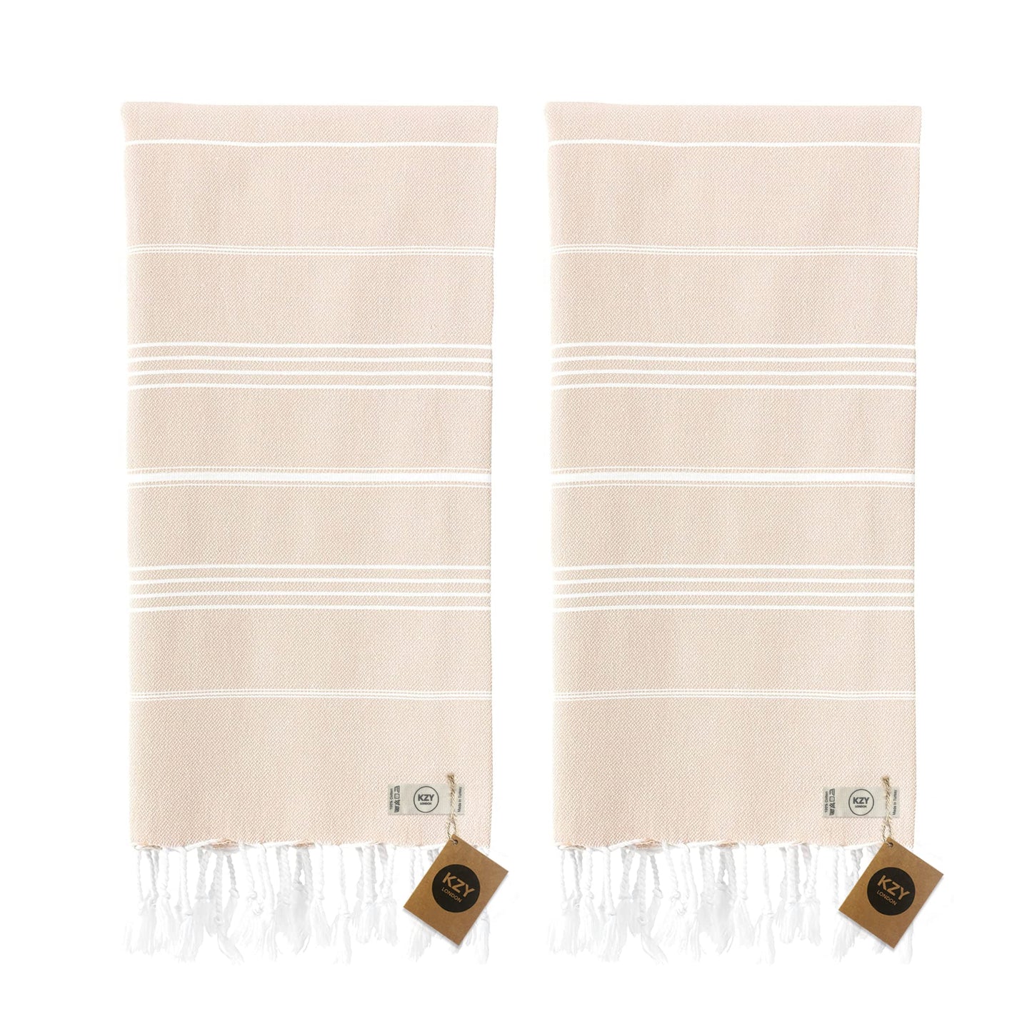 KZY LONDON Beach Towel 2 Pack Large Turkish Beach Towels for Camping, Swimming, Gym - Quick Dry, Absorbent, Lightweight,%100 Cotton 90x180cm Hammam