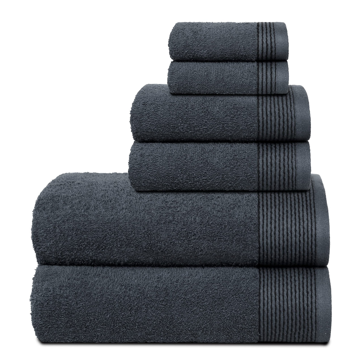 BELIZZI HOME 100% Cotton Ultra Soft 6 Pack Towel Set, Contains 2 Bath Towels 28x55 inchs, 2 Hand Towels 16x24 inchs & 2 Washcloths 12x12 inchs