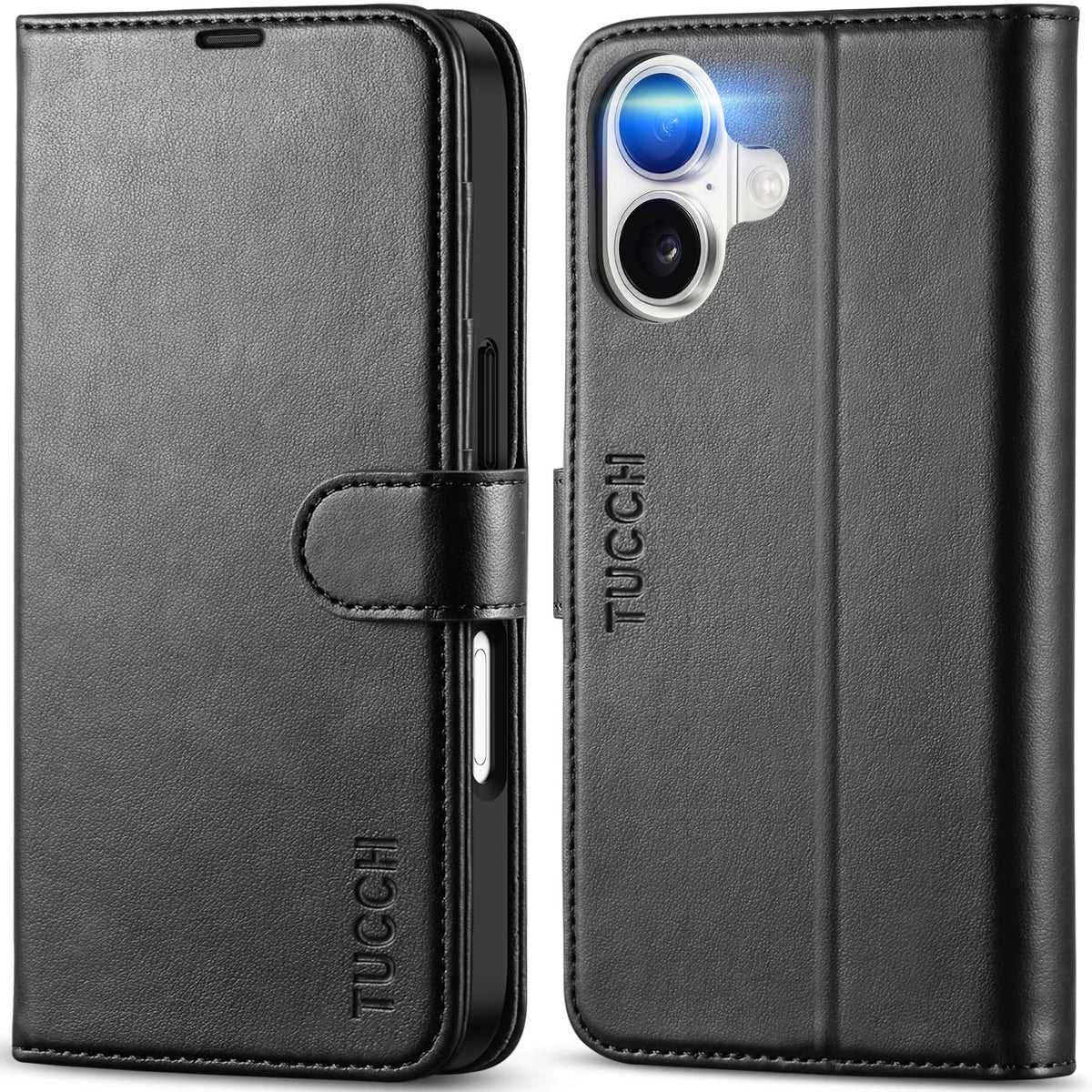 TUCCH Wallet Case for iPhone 17 (6.3") 2025 | RFID Blocking 4 Card Slots | Kickstand | Magnetic Closure | Flip Folio Case | Foldable | PU Leather |