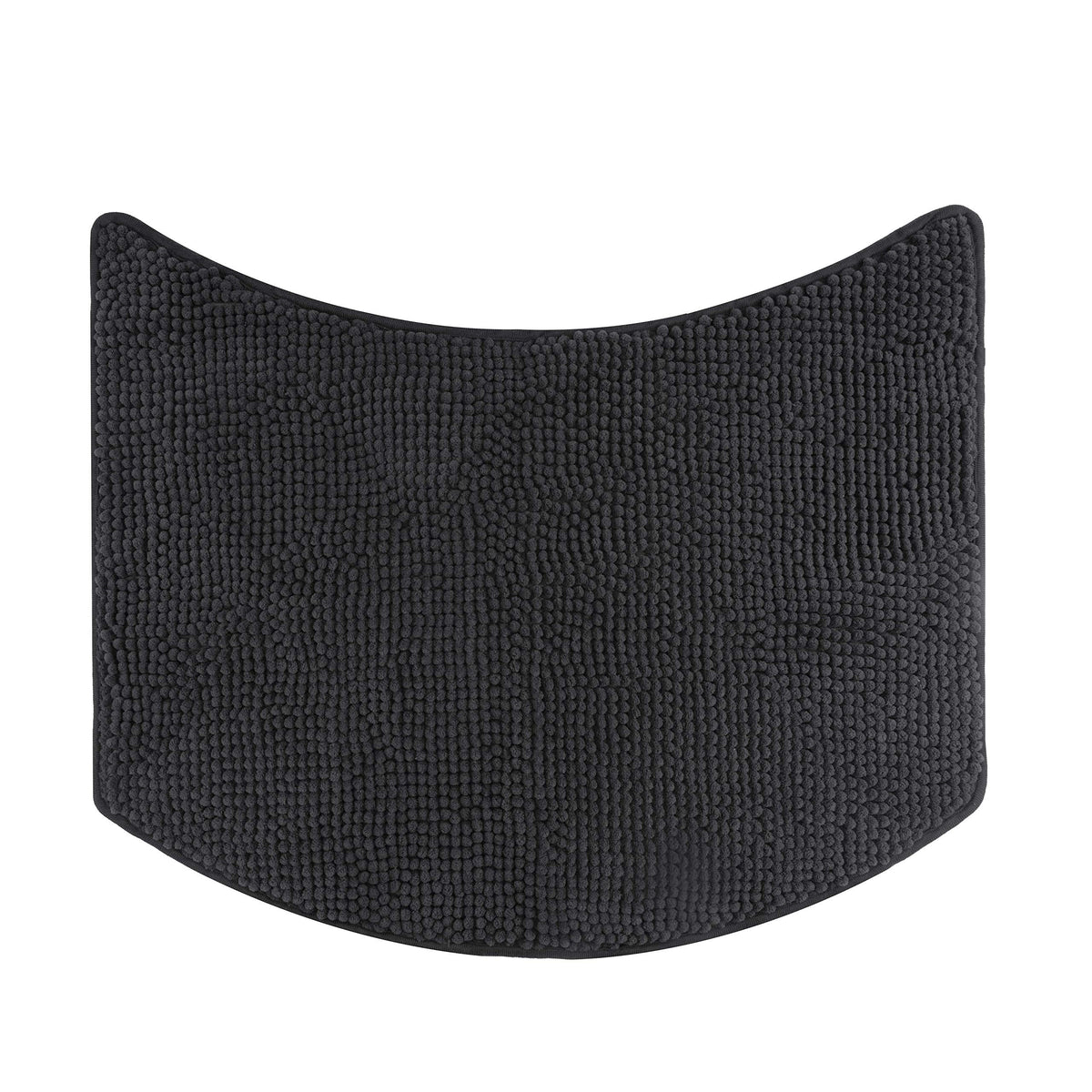 fluffy? Bath Mat for round Showers, made of Chenille, with Non-Slip Bottom (Small Curve | Shower Radius 55 cm, Anthracite)