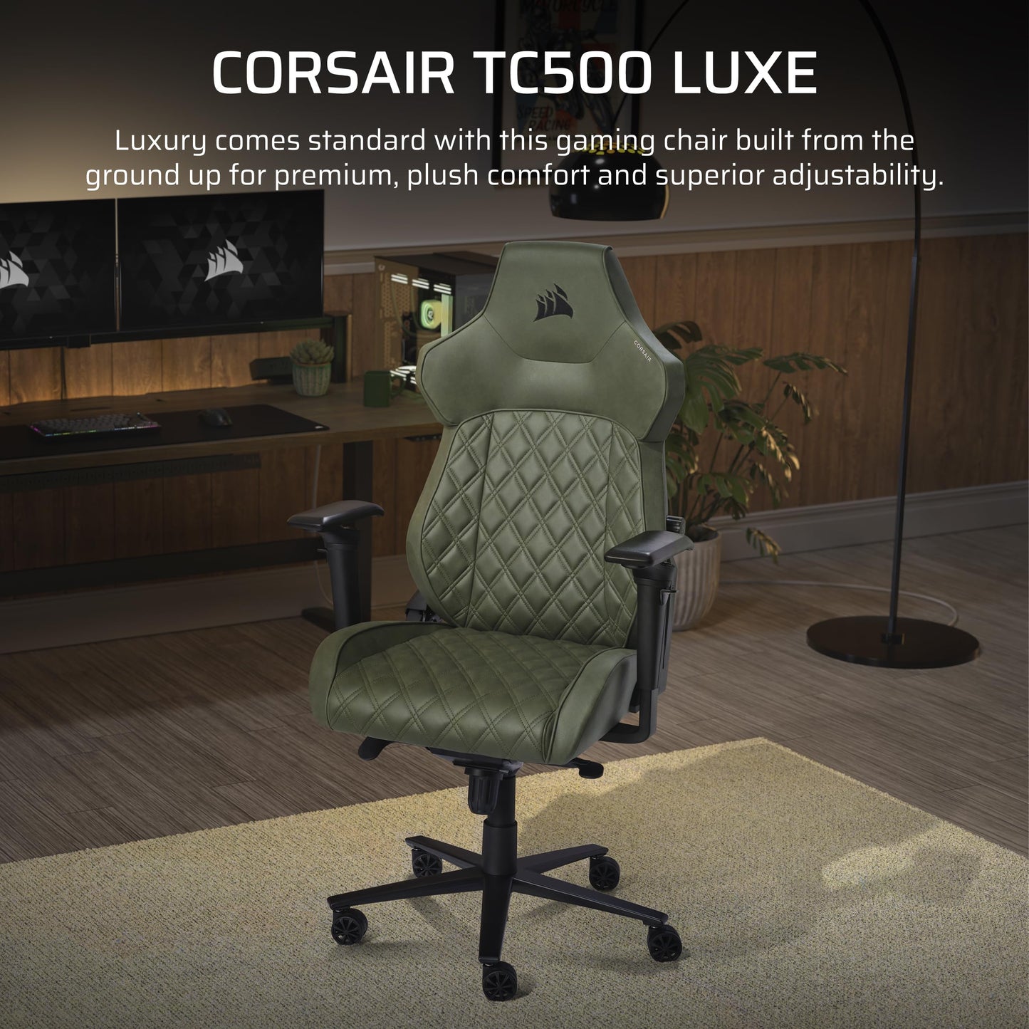 Corsair TC500 LUXE Gaming Chair – Premium Breathable Fabric – Wide Seat – Five-Way Adjustable Armrests – Adjustable Built-In Lumbar Support