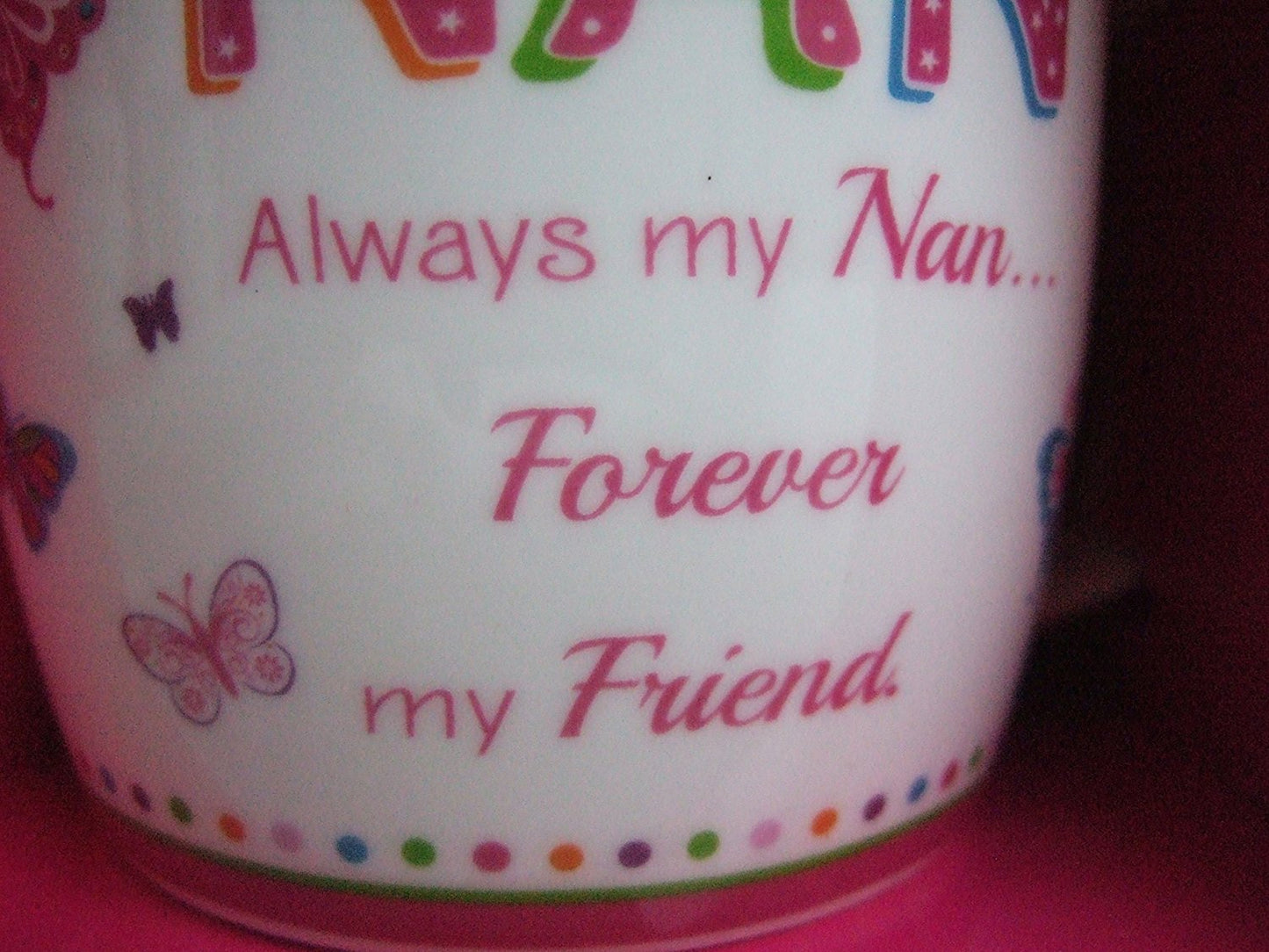 Nan Pink Butterfly Pattern Sentimental Mug