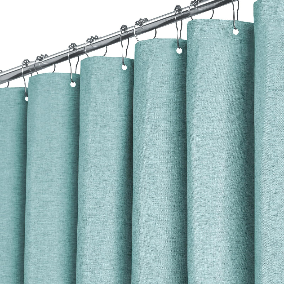 BTTN Teal Linen Shower Curtain, Modern Mildew Resistant Textured Fabric, Luxury Waterproof Polyester for Wet Room, Durable and Washable, Thick