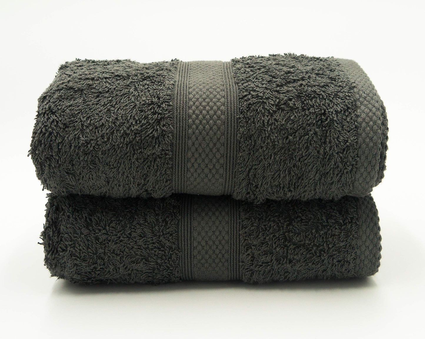 Lex's Linens Pack of 2 100% Combed Cotton Grey Hand Towels