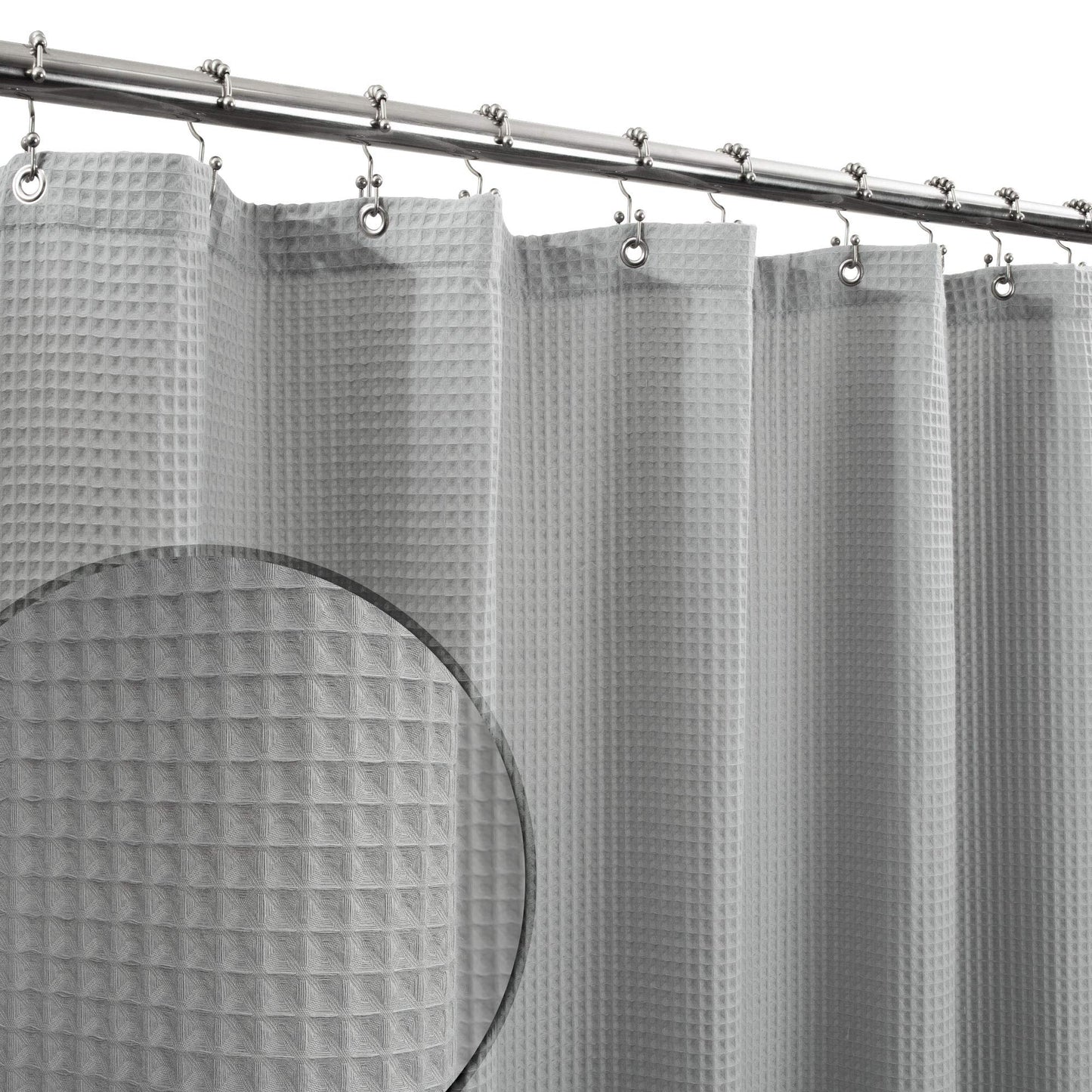 Barossa Design Long Shower Curtain 78" Height - Honeycomb Waffle Weave & Cotton Blend, Hotel Luxury & Spa, Heavy Weight Fabric, Washable - Lake Wanaka