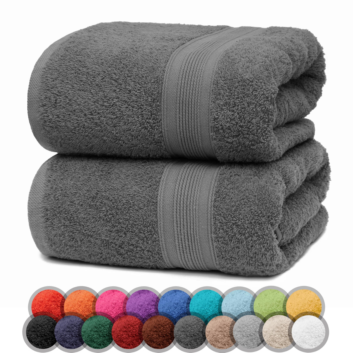 NatureMark Pack of 2 Bath Towels - 100% Cotton, 500?g/m? - Soft, Absorbent & Durable - For Home, Sauna & Travel - 70 x 140 cm, Grey