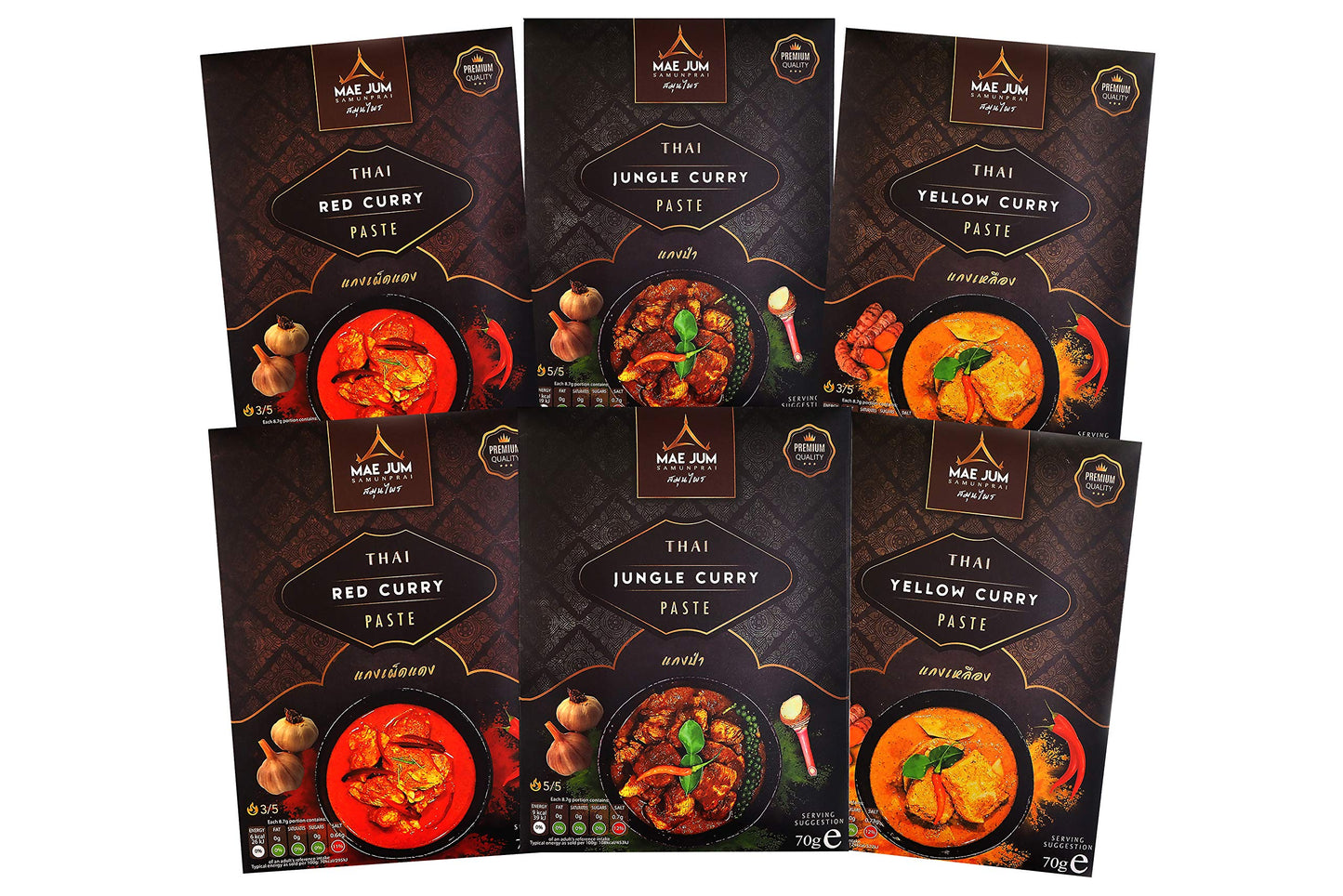 Hot Bundle - Traditional Thai Curry Paste by Mae Jum (6 Packs x 70g) | Includes Great Taste Award 2020 Winner