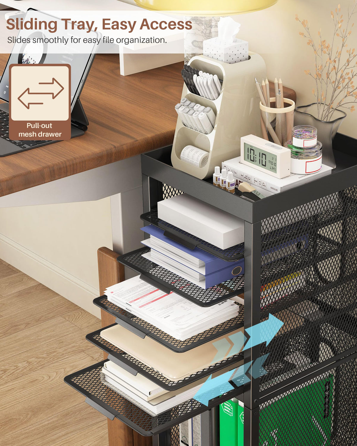 Noskox Rolling File Cart,Mobile Bookshelf with Wheels