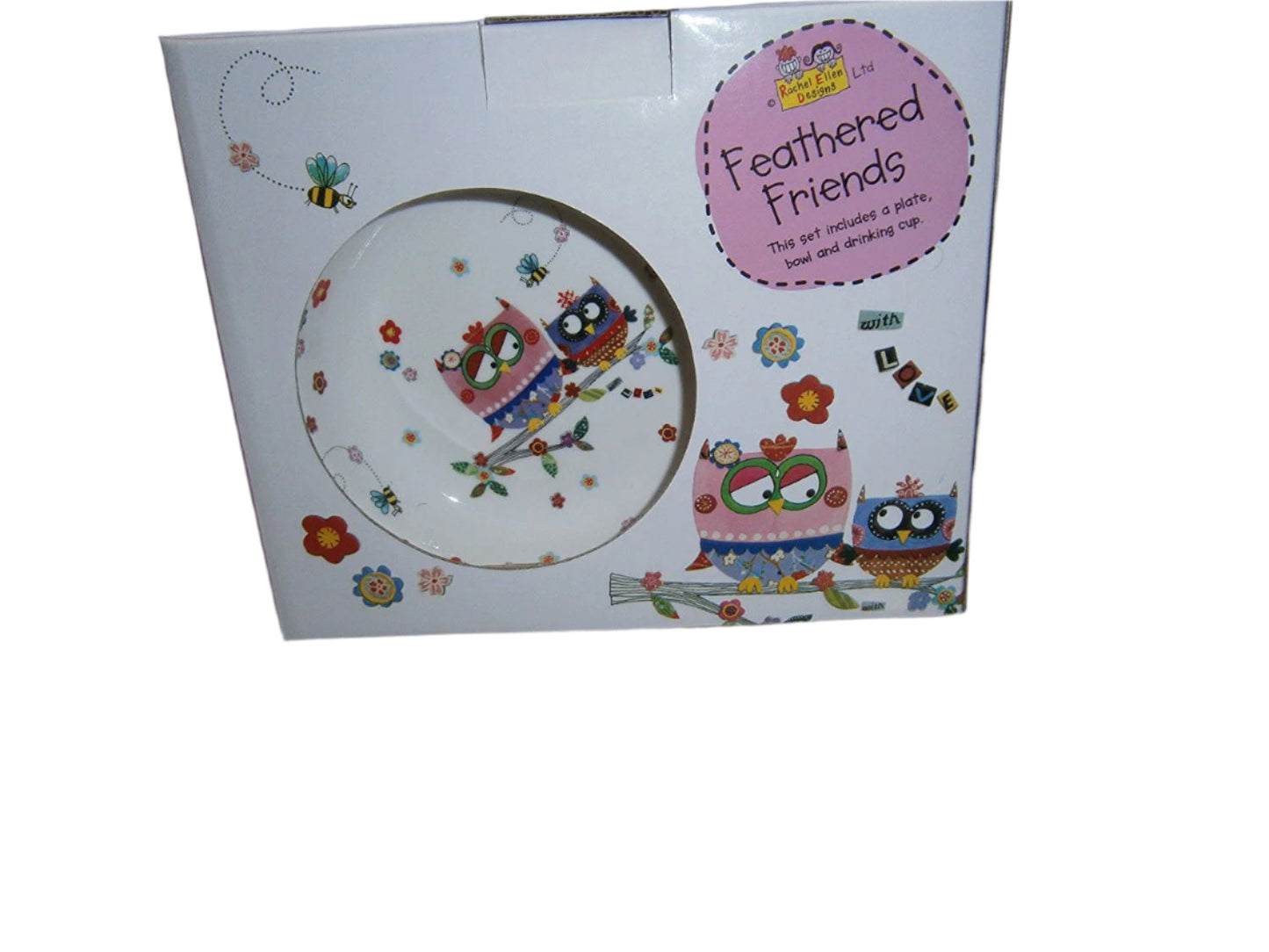 rachel ellen feathered friends owl gift set