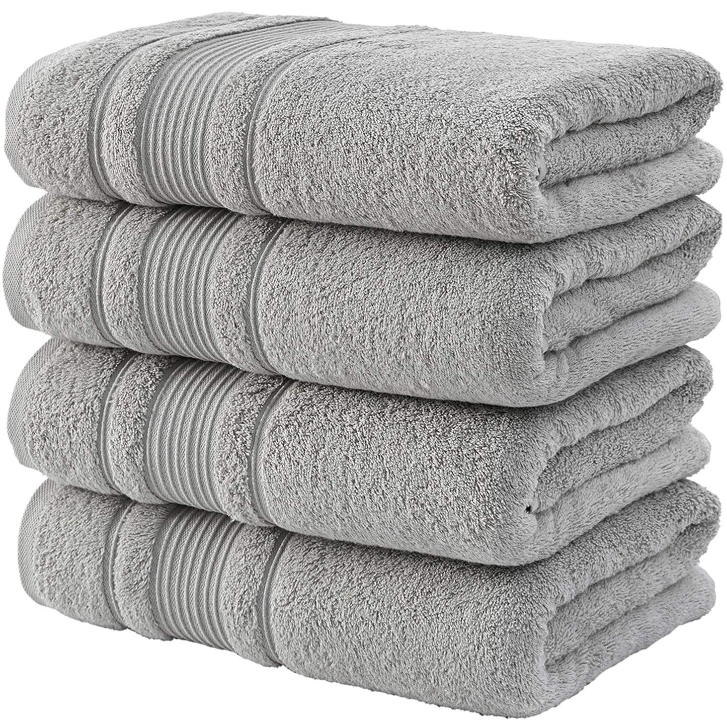 Qute Home 4-Piece Bath Towels Set, 100% Turkish Cotton Premium Quality Towels for Bathroom