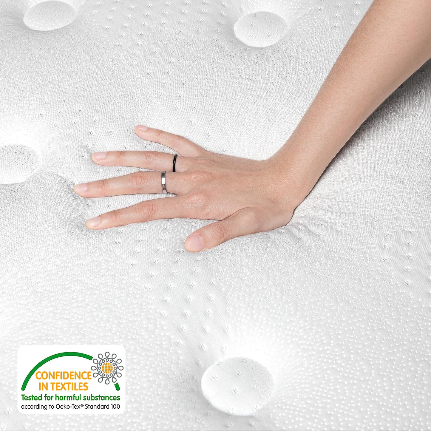 TeQsli Individually Pocket Sprung King Mattress 5FT with Soft Fabric, 10 Inch Hybrid Mattress King for Pressure & Back Pain Relief