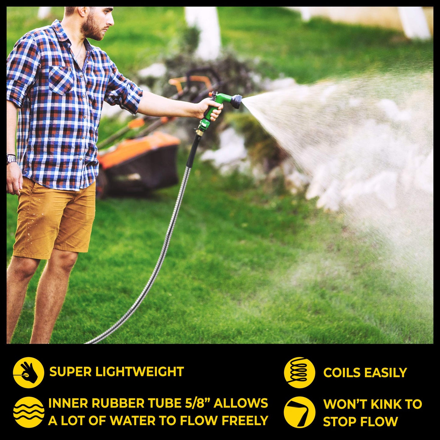 BIONIC STEEL PRO Garden Hose - 304 Metal 100 Foot Garden Hose 100' Stainless Steel