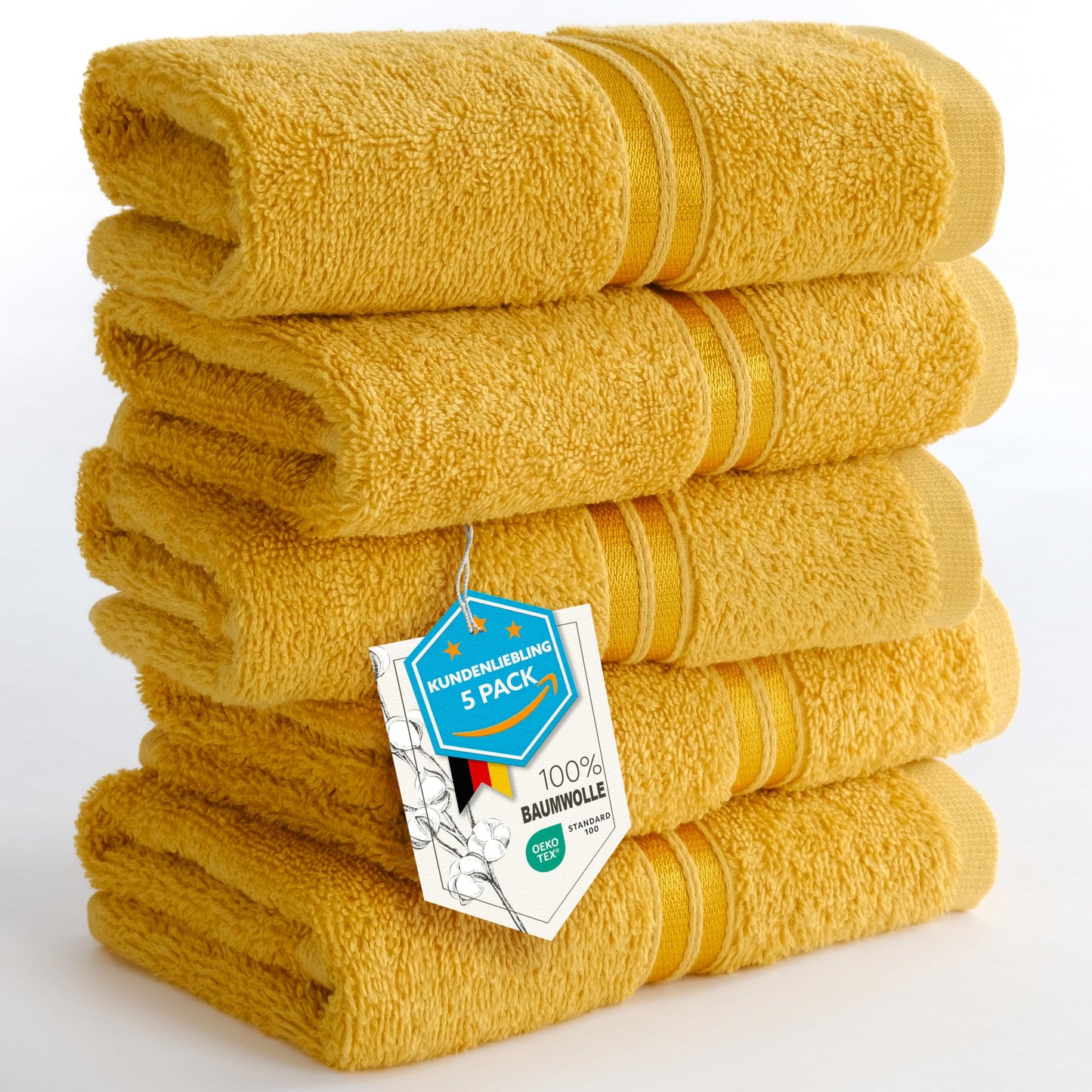 Hammetex Guest Towels Set of 5 30 x 50 cm 100% Cotton Terry Cloth