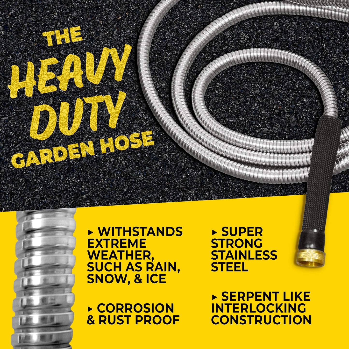 BIONIC STEEL PRO Garden Hose - 304 Metal 100 Foot Garden Hose 100' Stainless Steel