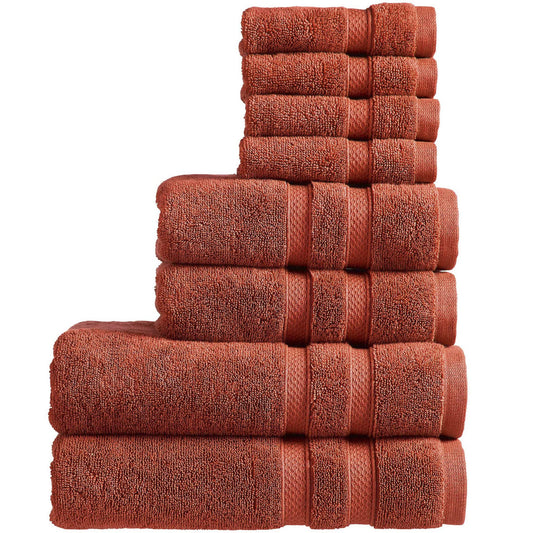 Christy Chroma Red Towel Set | Set of 8 | 2 Bath 2 Hand 4 Face | Highly Absorbent Heavyweight 675GSM | Bold and Bright | Soft Smooth Bathroom Shower